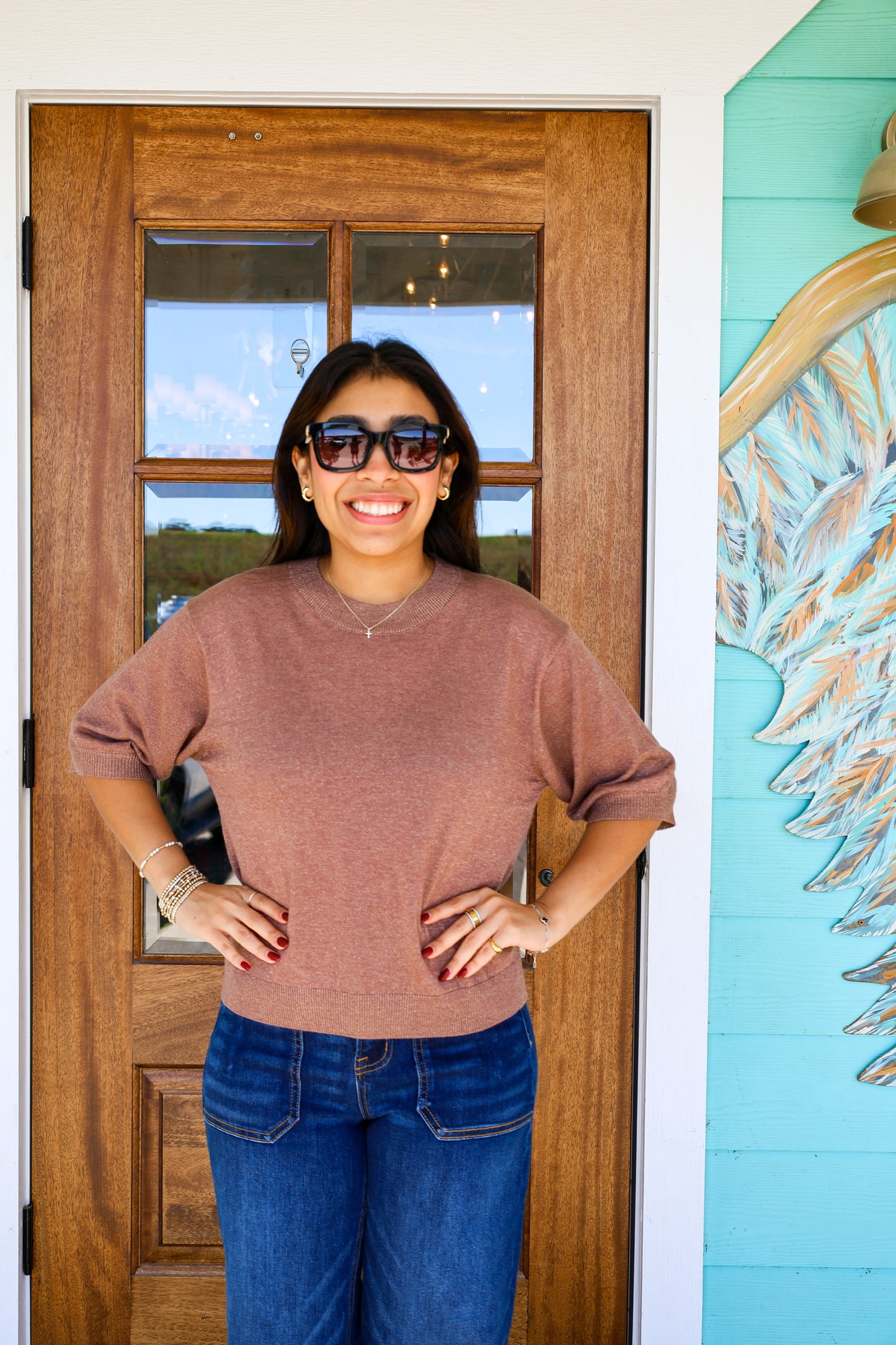 Cognac Fendy Metallic Top