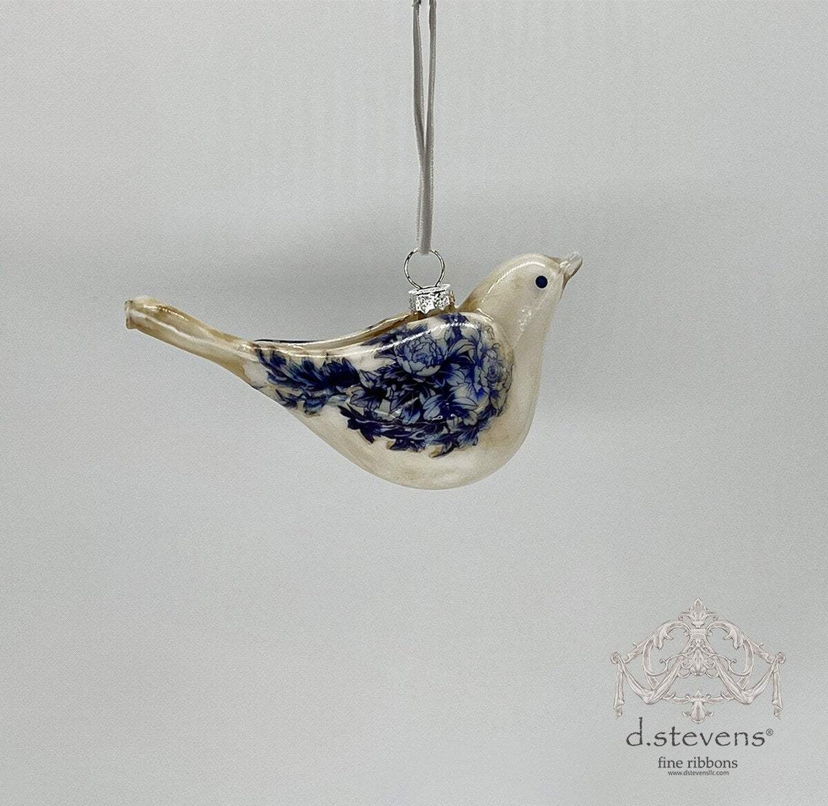 Blue Cream Glass Dove Ornament