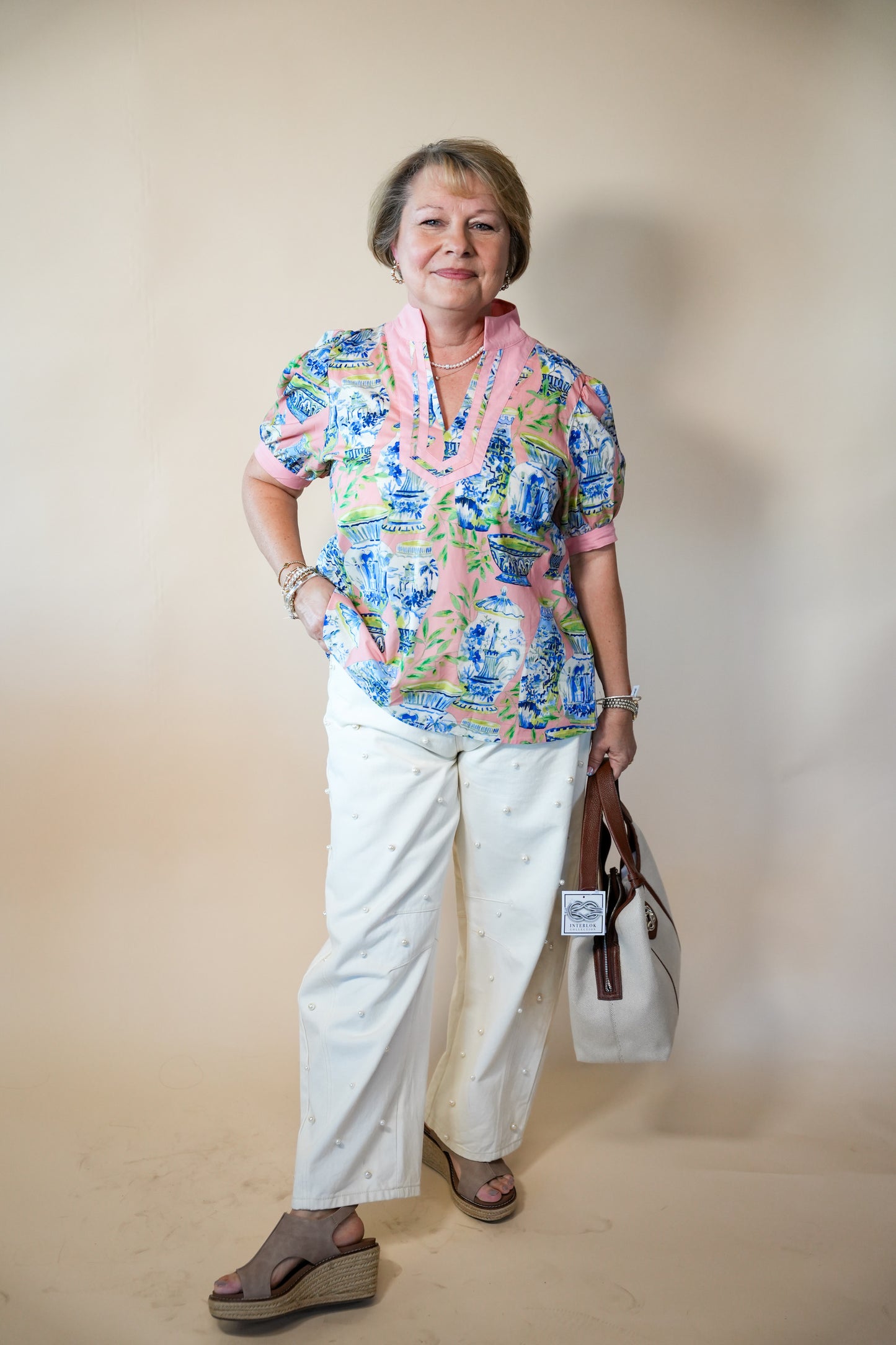 Coral Mix Blue Vase Top