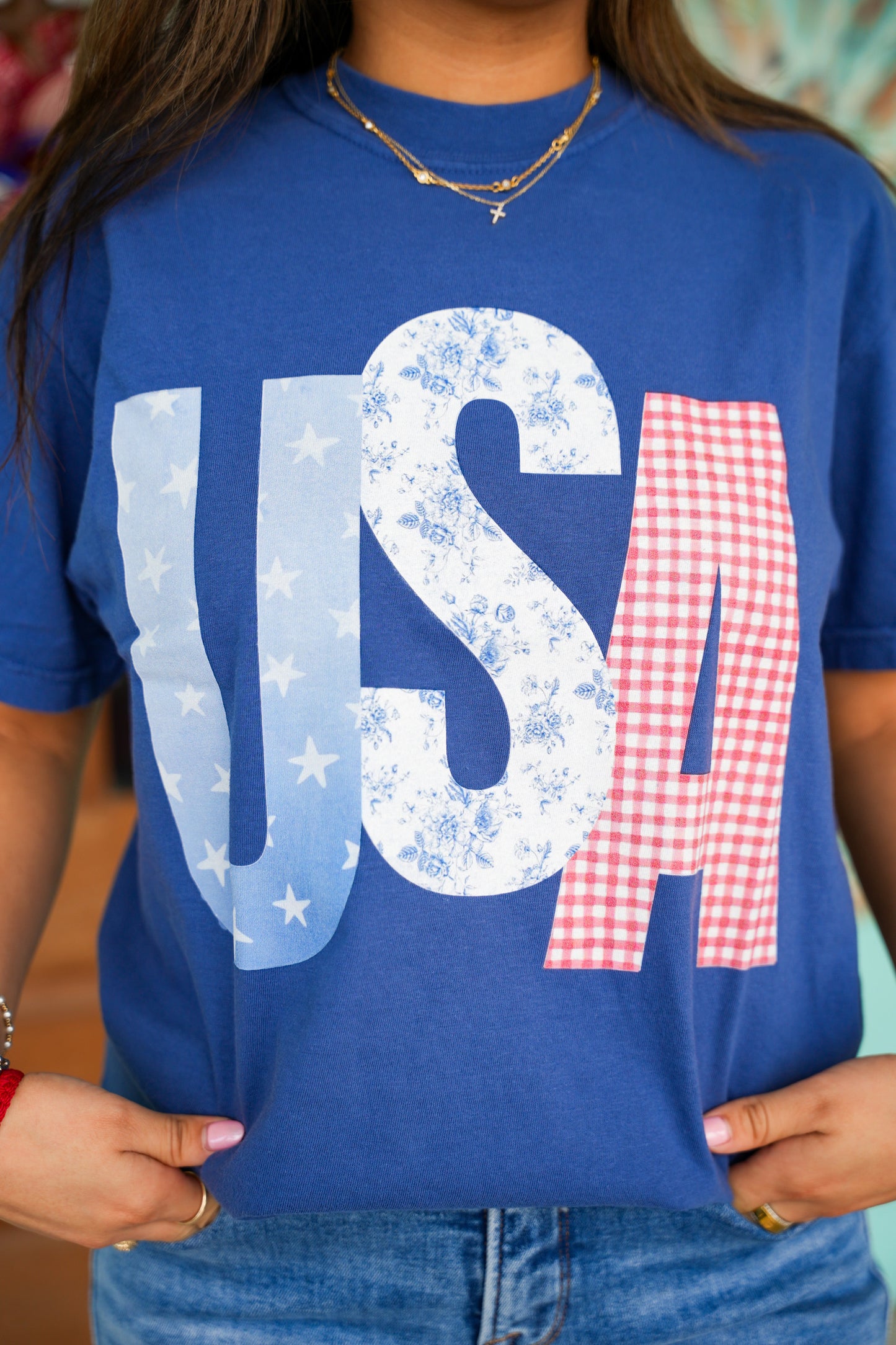 USA Picnic Blue Tee