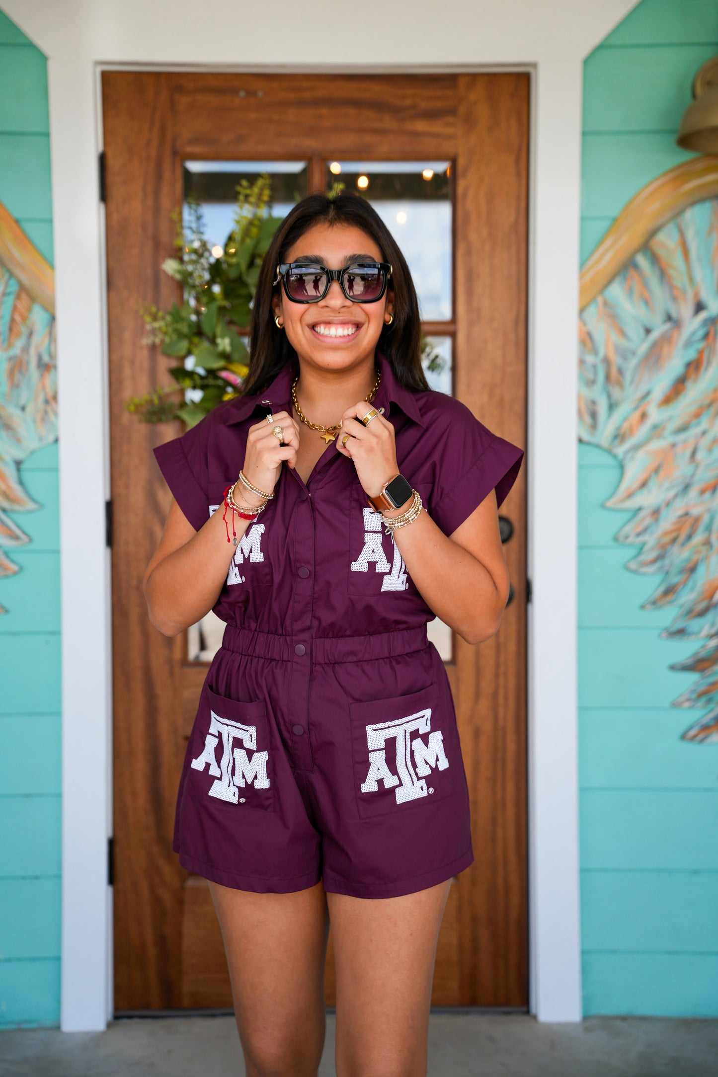 Queen of Sparkles Texas A & M Logo Romper