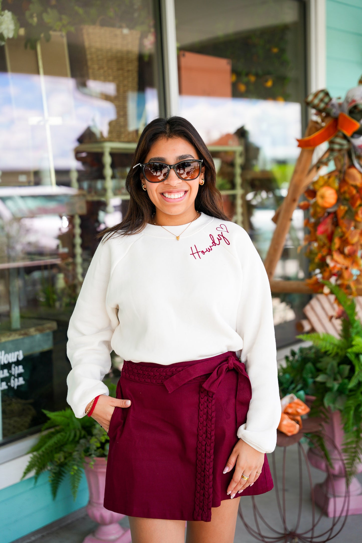 Ivory Howdy Embroidered Sweatshirt