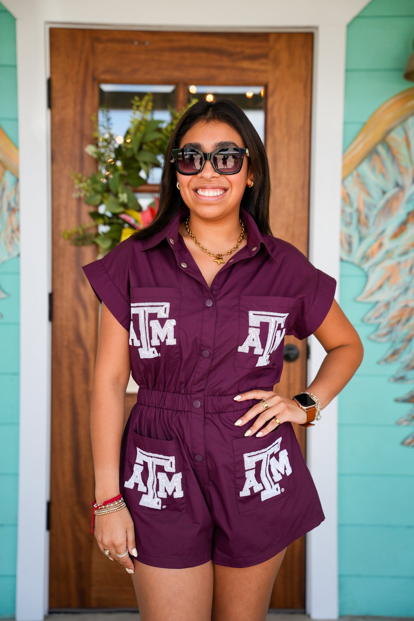 Queen of Sparkles Texas A & M Logo Romper