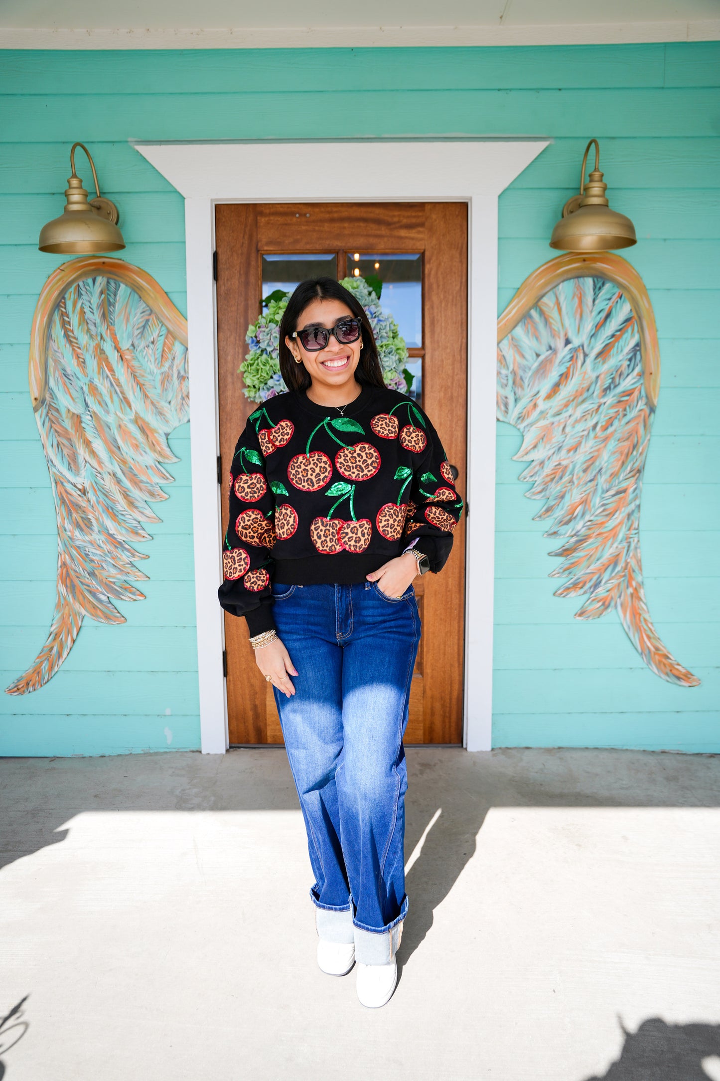 Queen of Sparkles Leopard Cherry Sweatshirt
