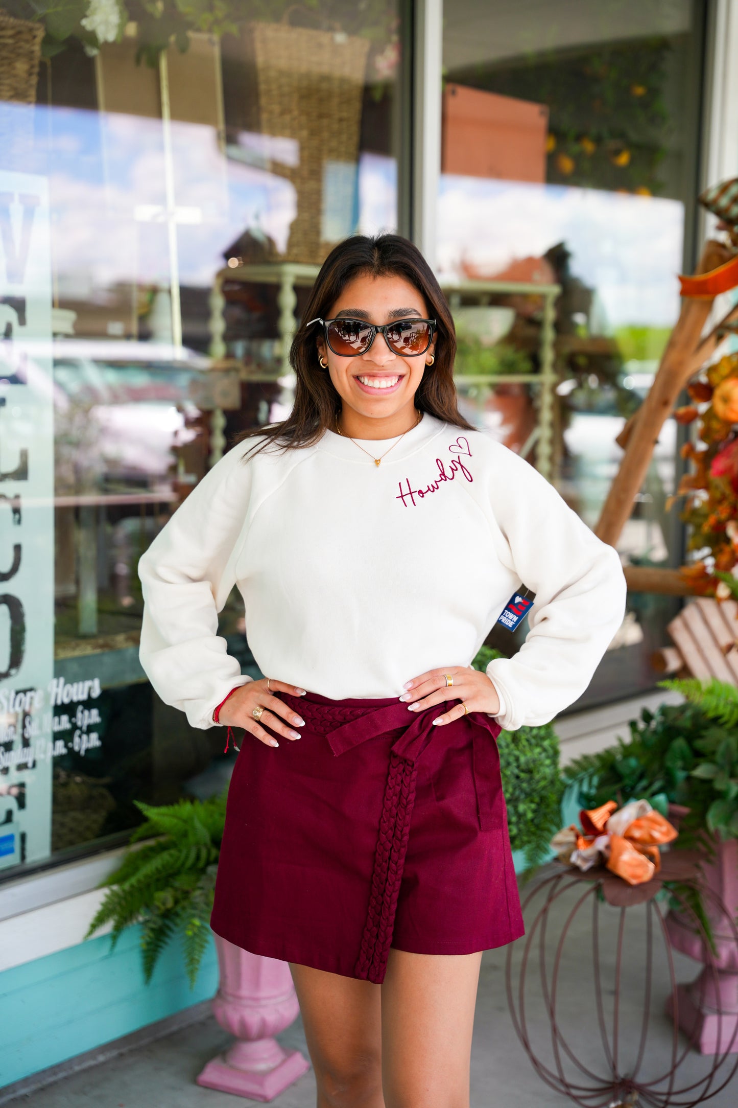 Wine Skort Braid Trim Detail