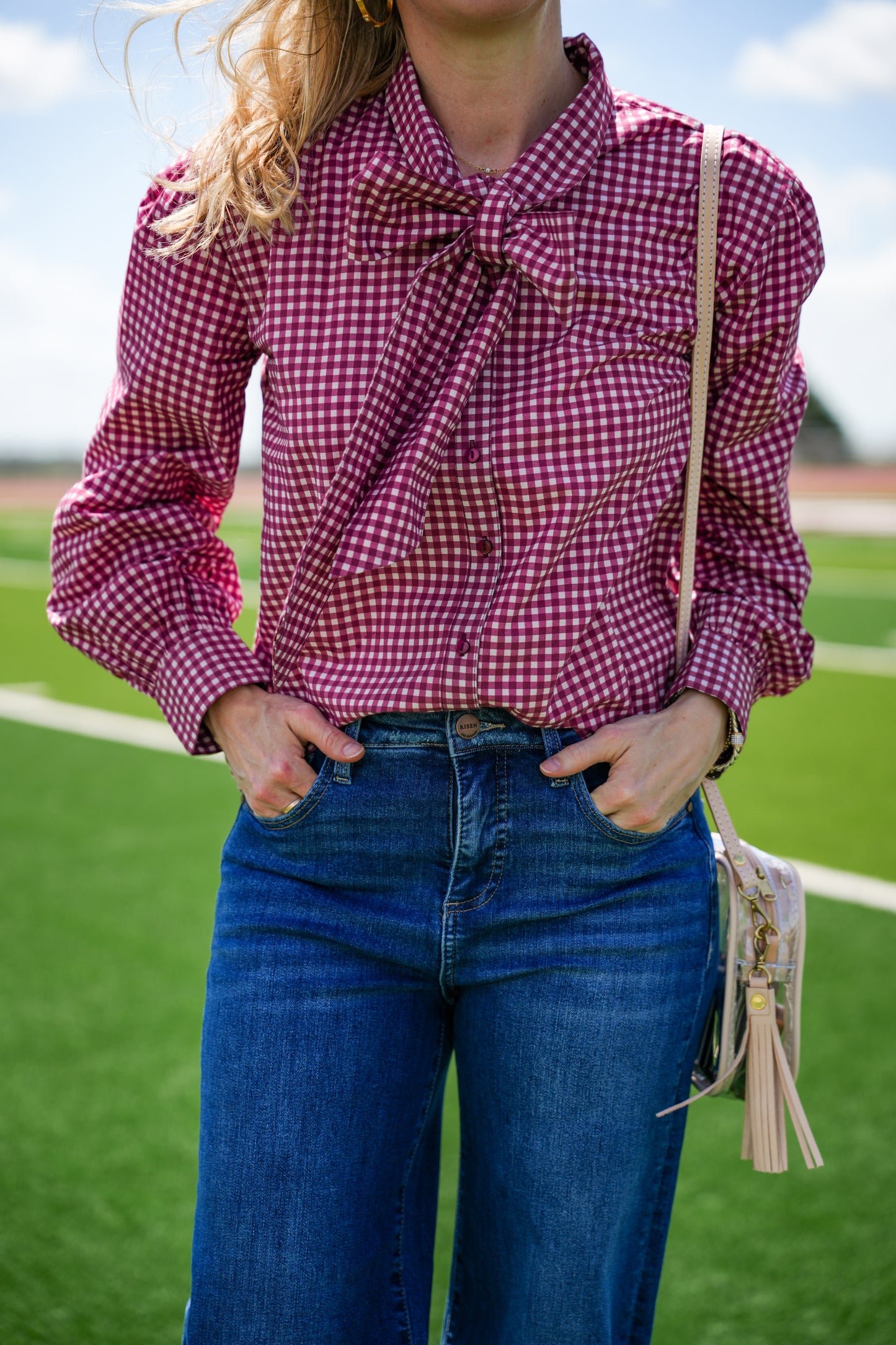 Maroon Sadie Tie Detail Top