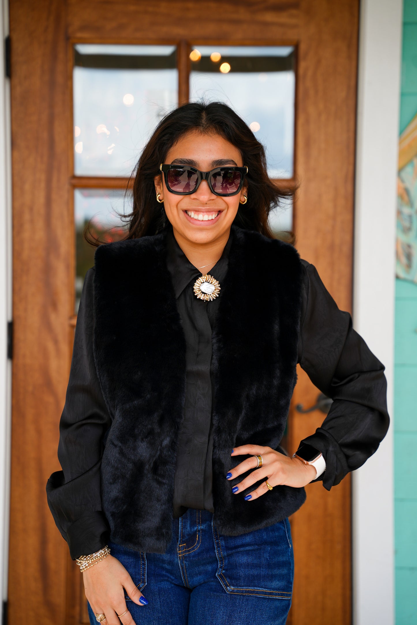 Black Faux Fur Vest