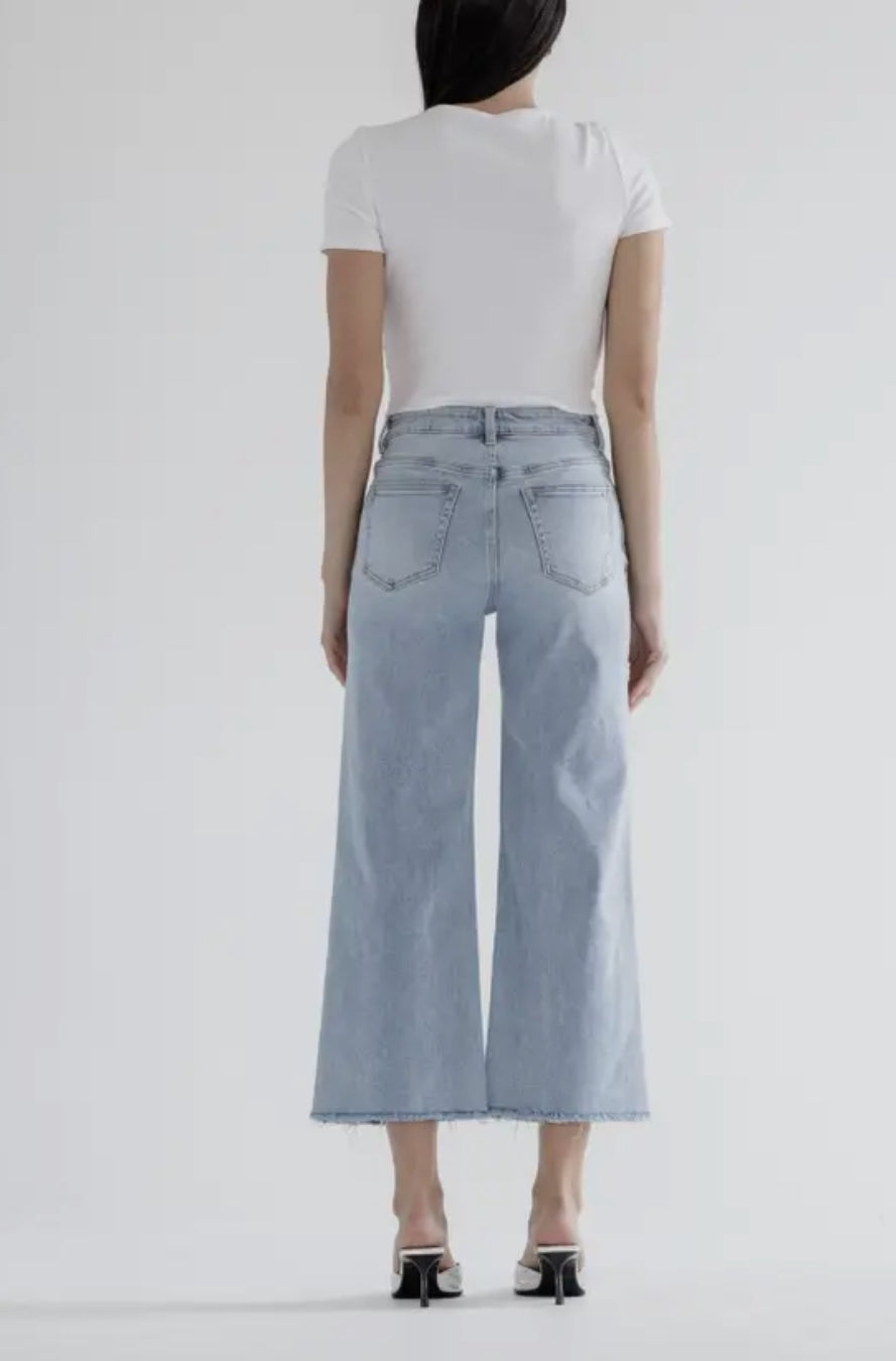 Mica Rhinestone Pearl Wide Leg Denim
