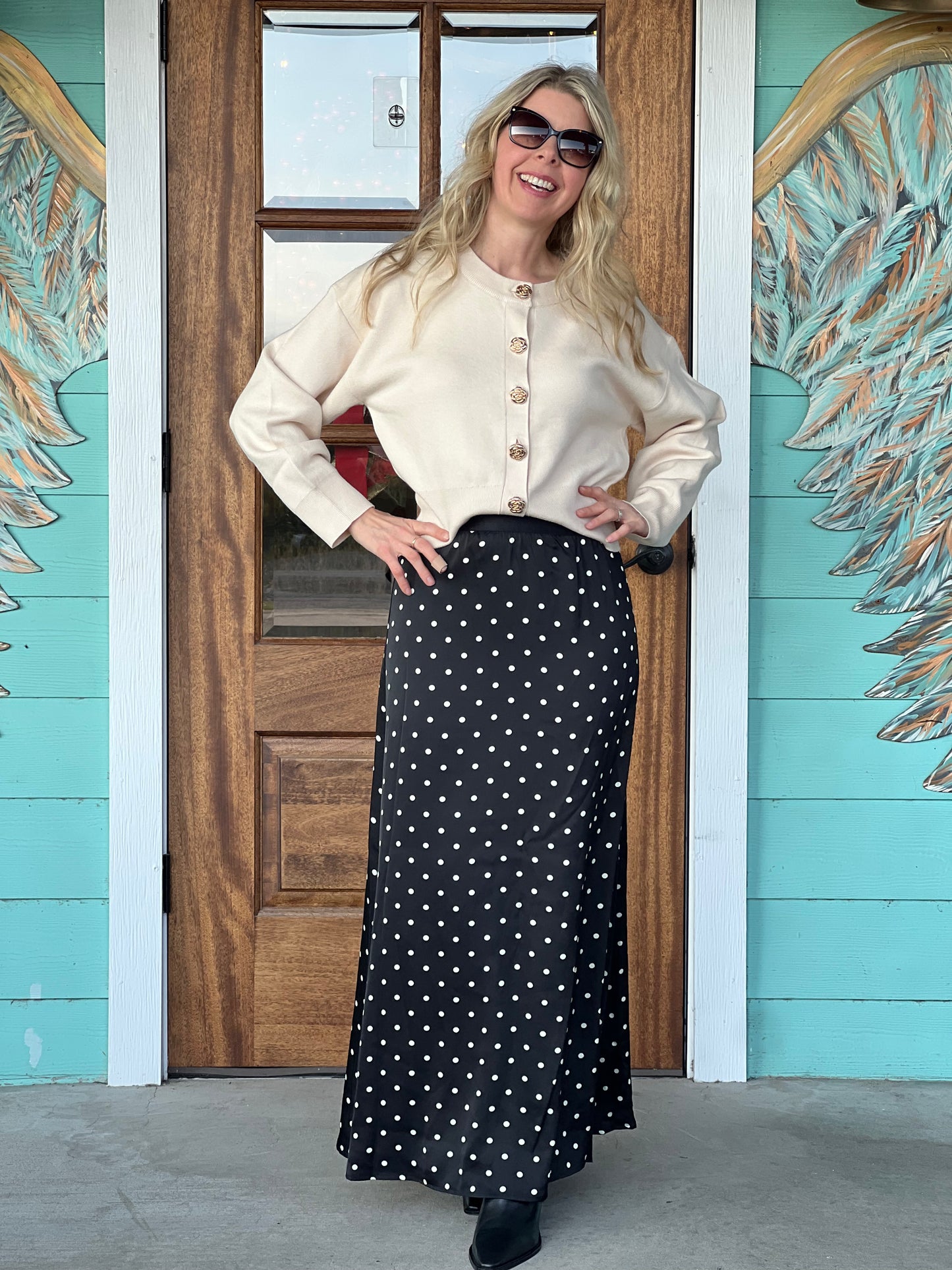 Rosie Button Ecru Cardigan