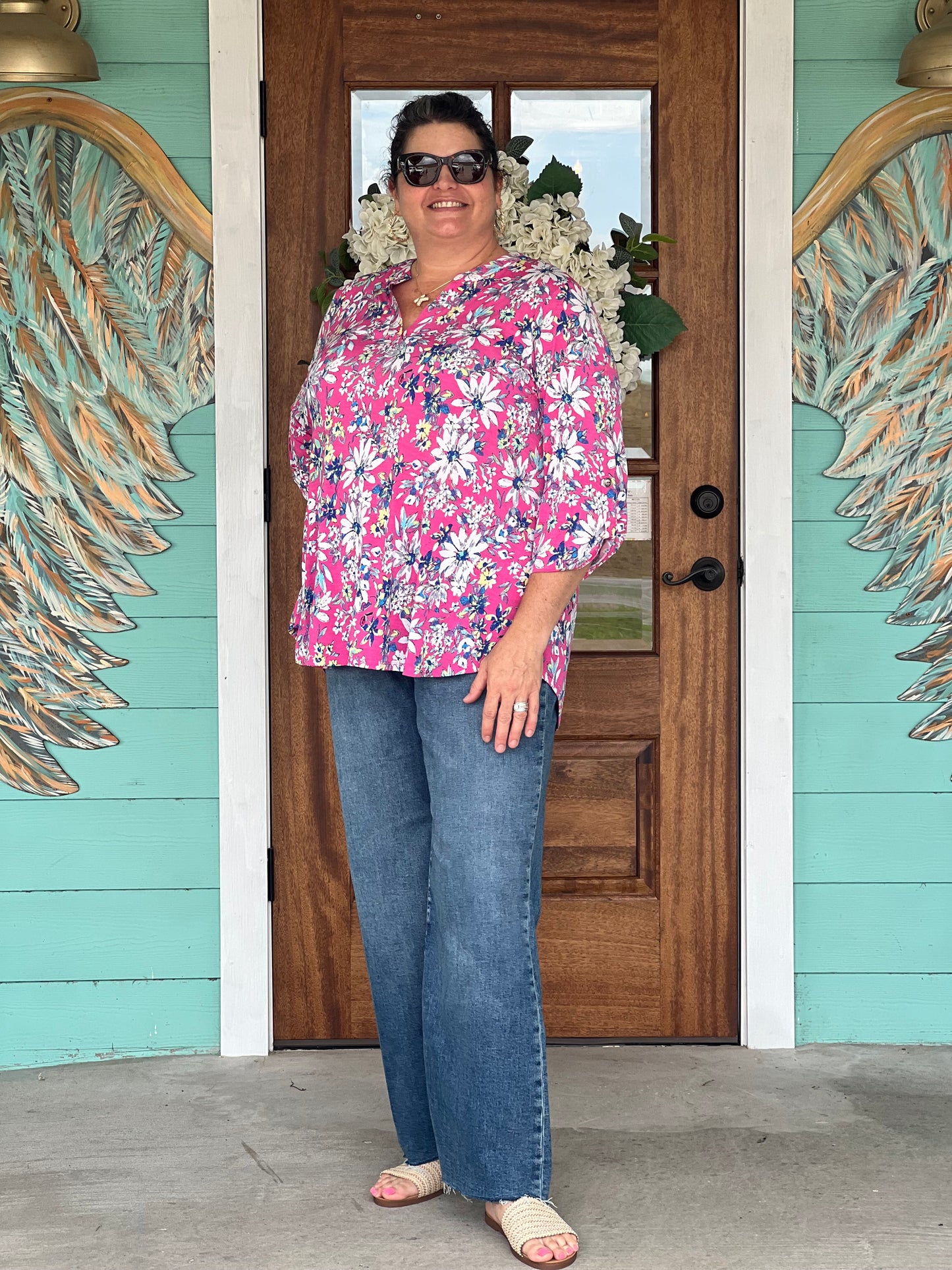 Liz Magenta Multi Top