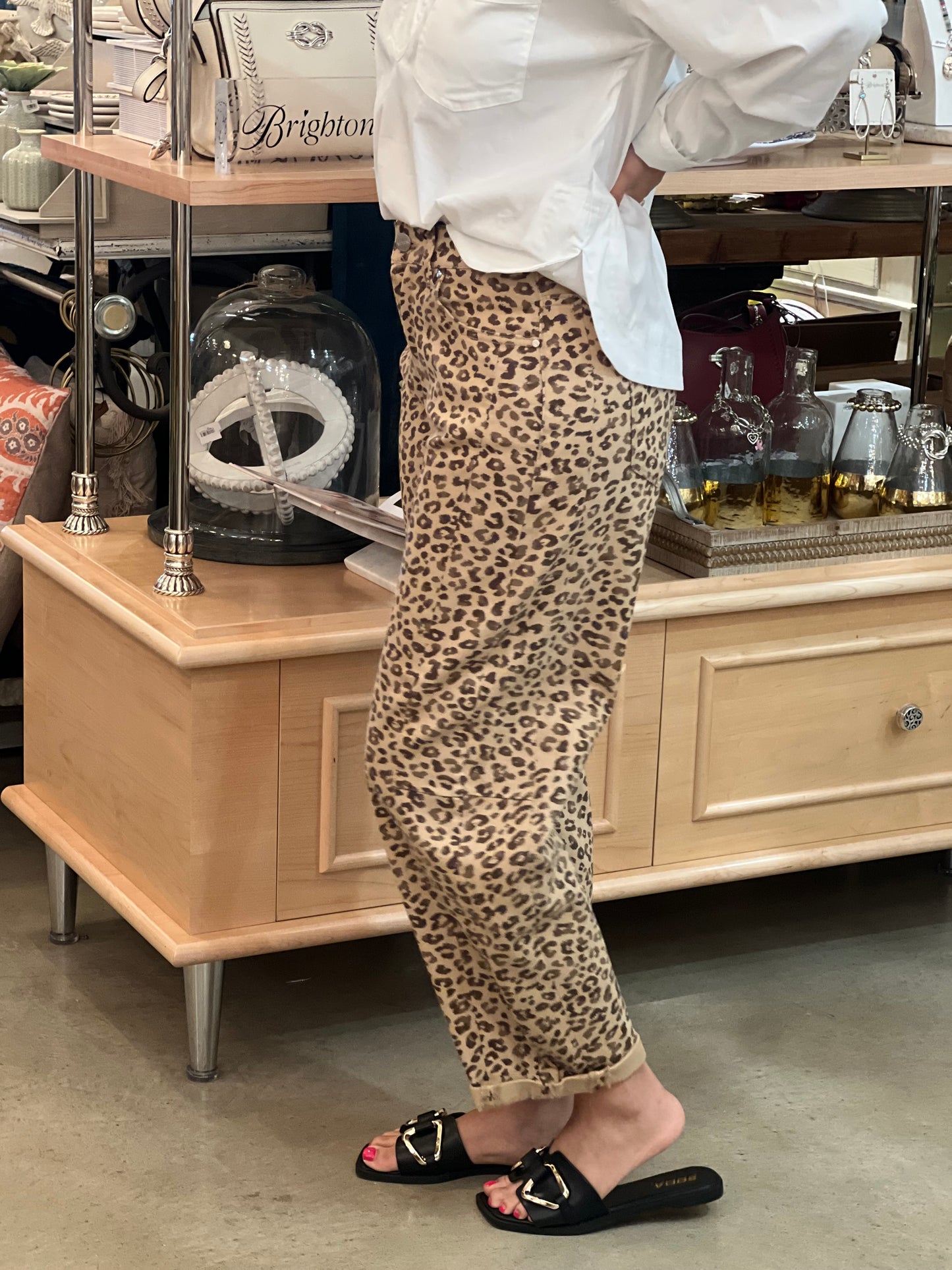 Risen Leopard HR Barrel Jeans