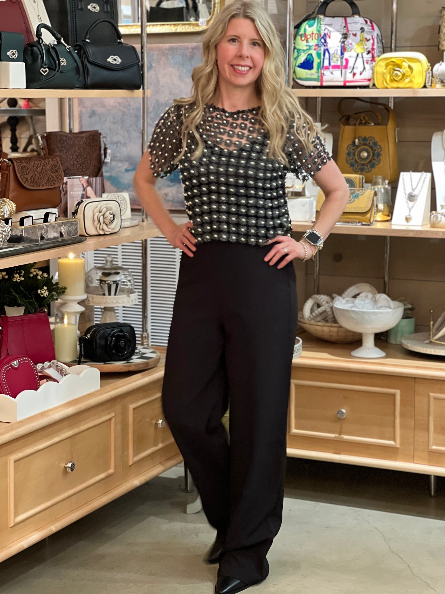 Black High Rise Wide Leg Pants