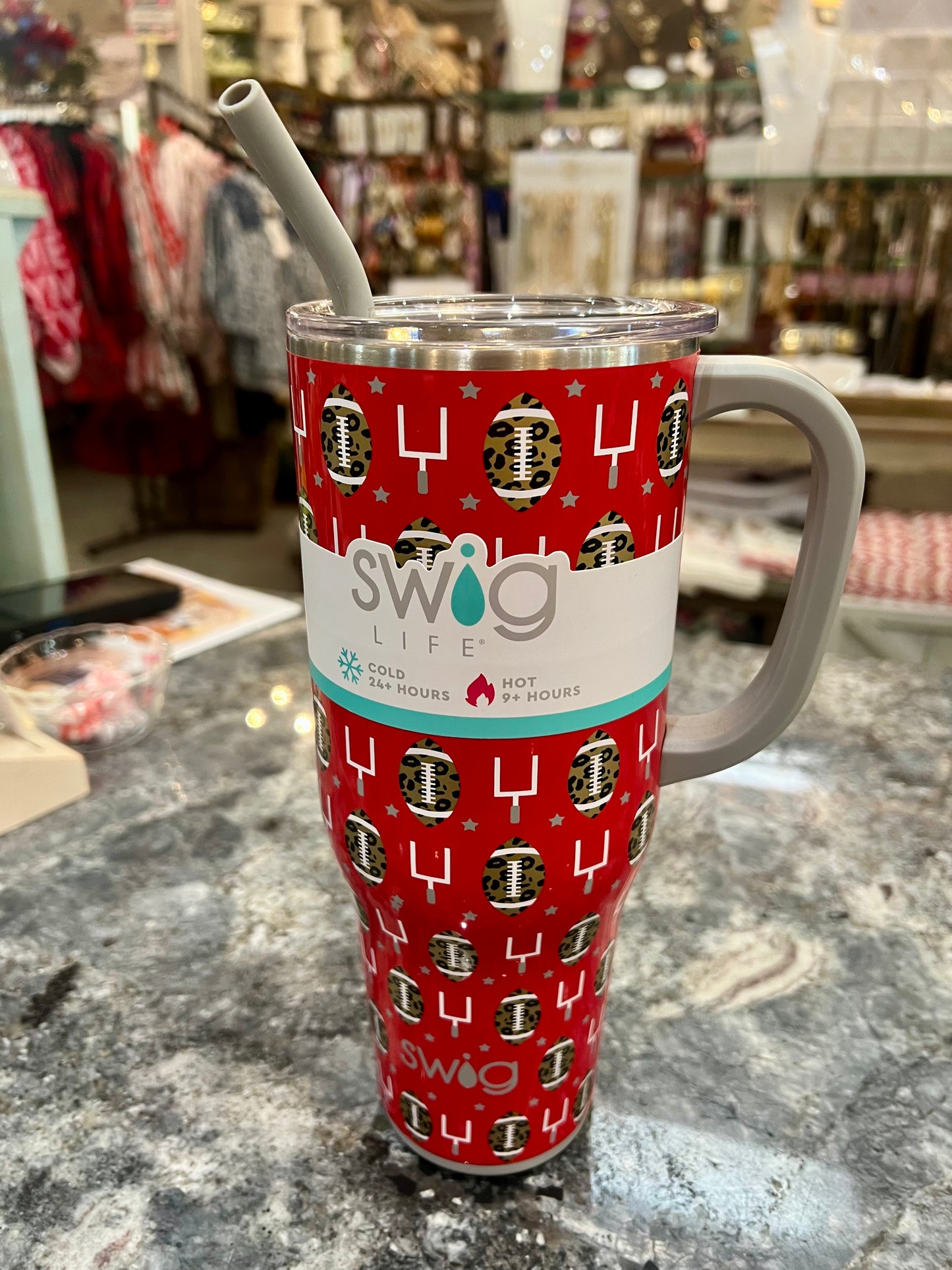 Swig Touchdown Red Grey Mega Mug 40oz
