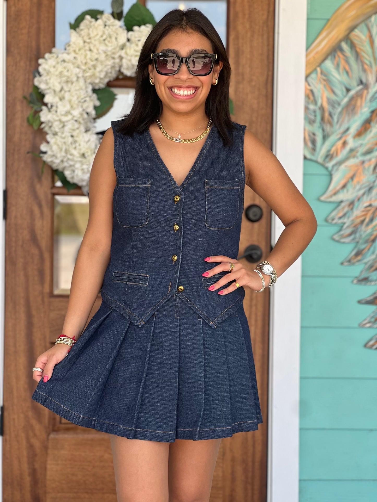 Dark Denim Tennis Skirt