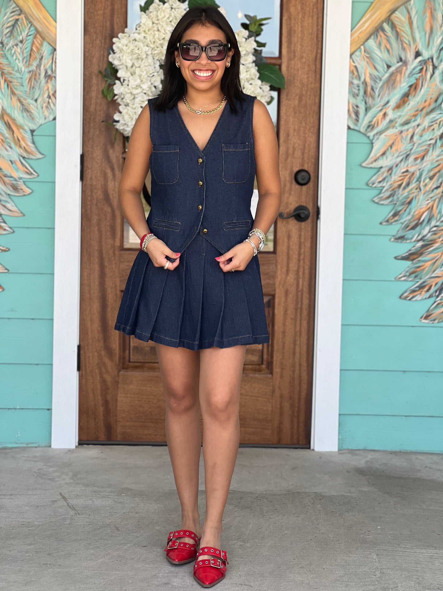 Dark Denim Button Vest