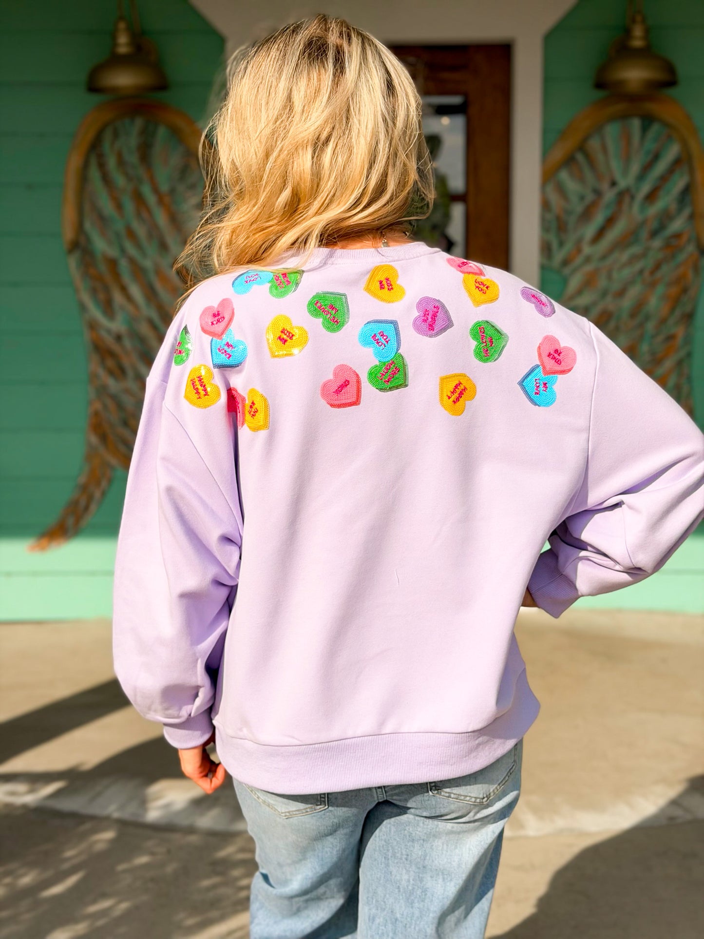 Queen of Sparkles Lavender Hearts CandyBox Sweatshirt