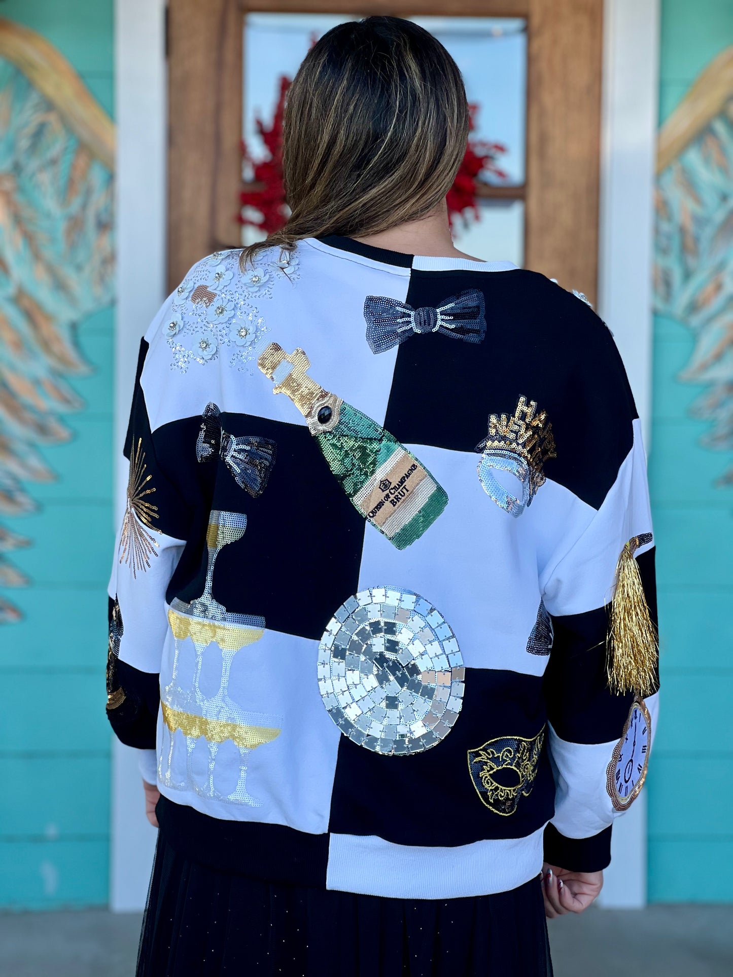 Queen of Sparkles Checkered NYE Icon Sweatshirt