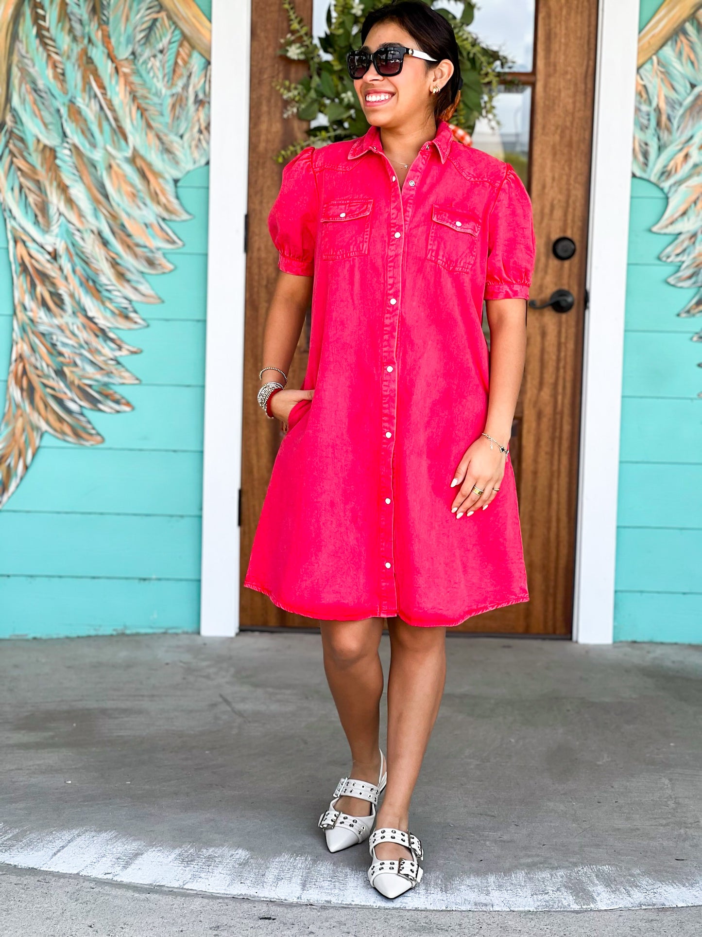 Layerz Red Denim Annie Dress