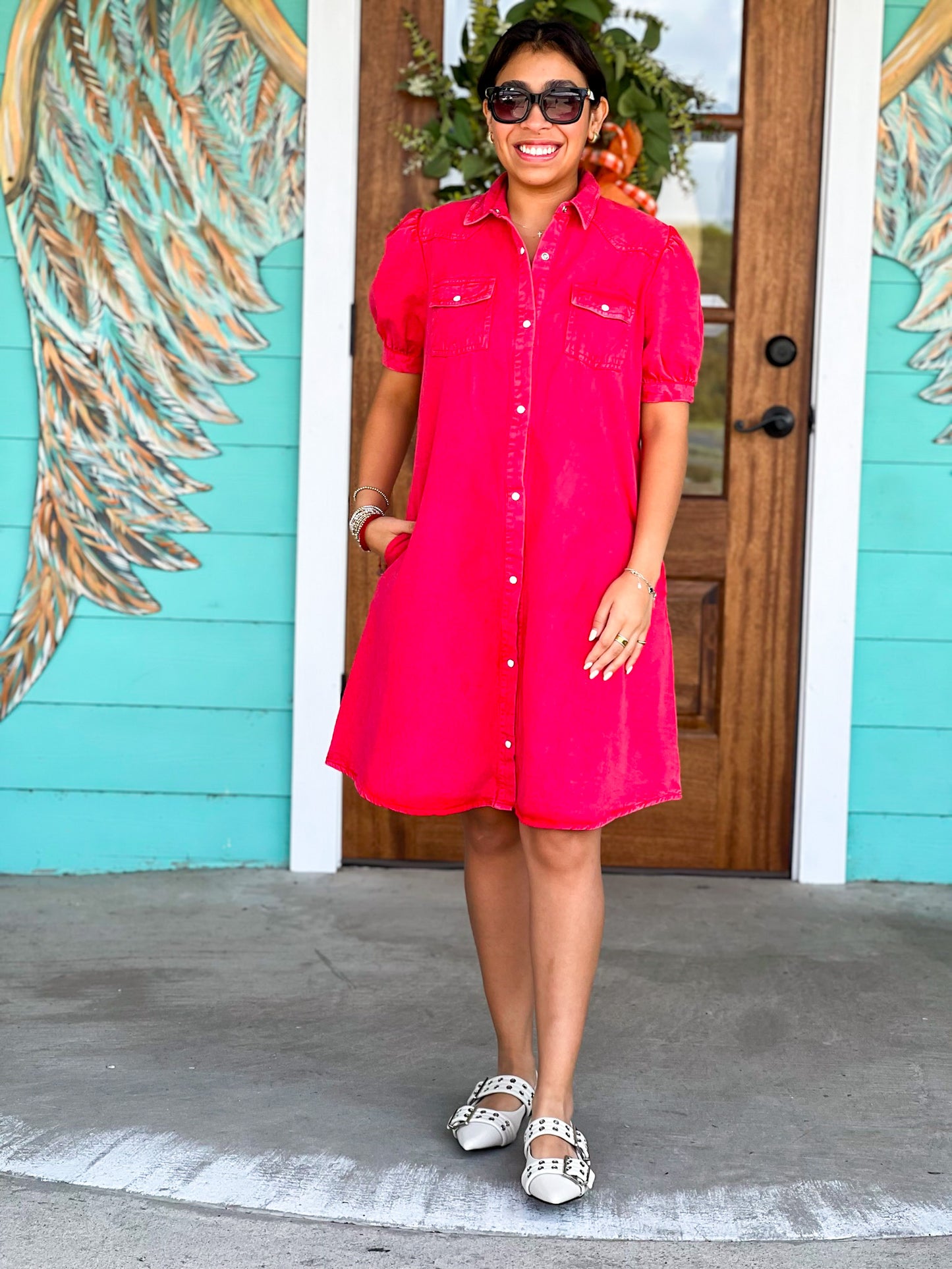 Layerz Red Denim Annie Dress