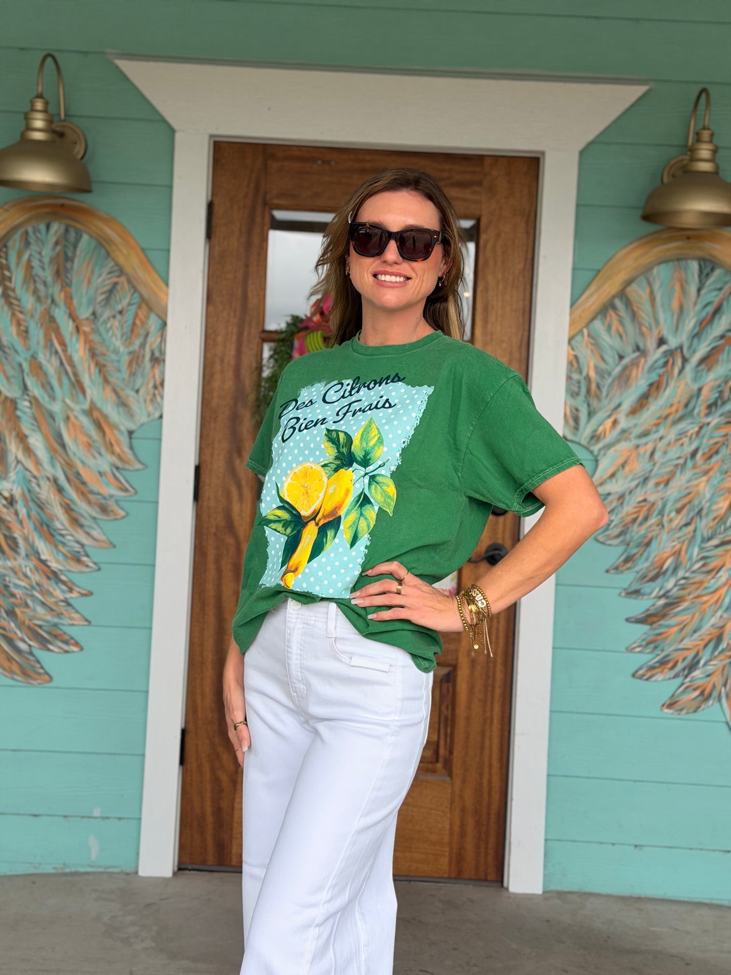 Des Citrons Lemon Green Oversized Tee