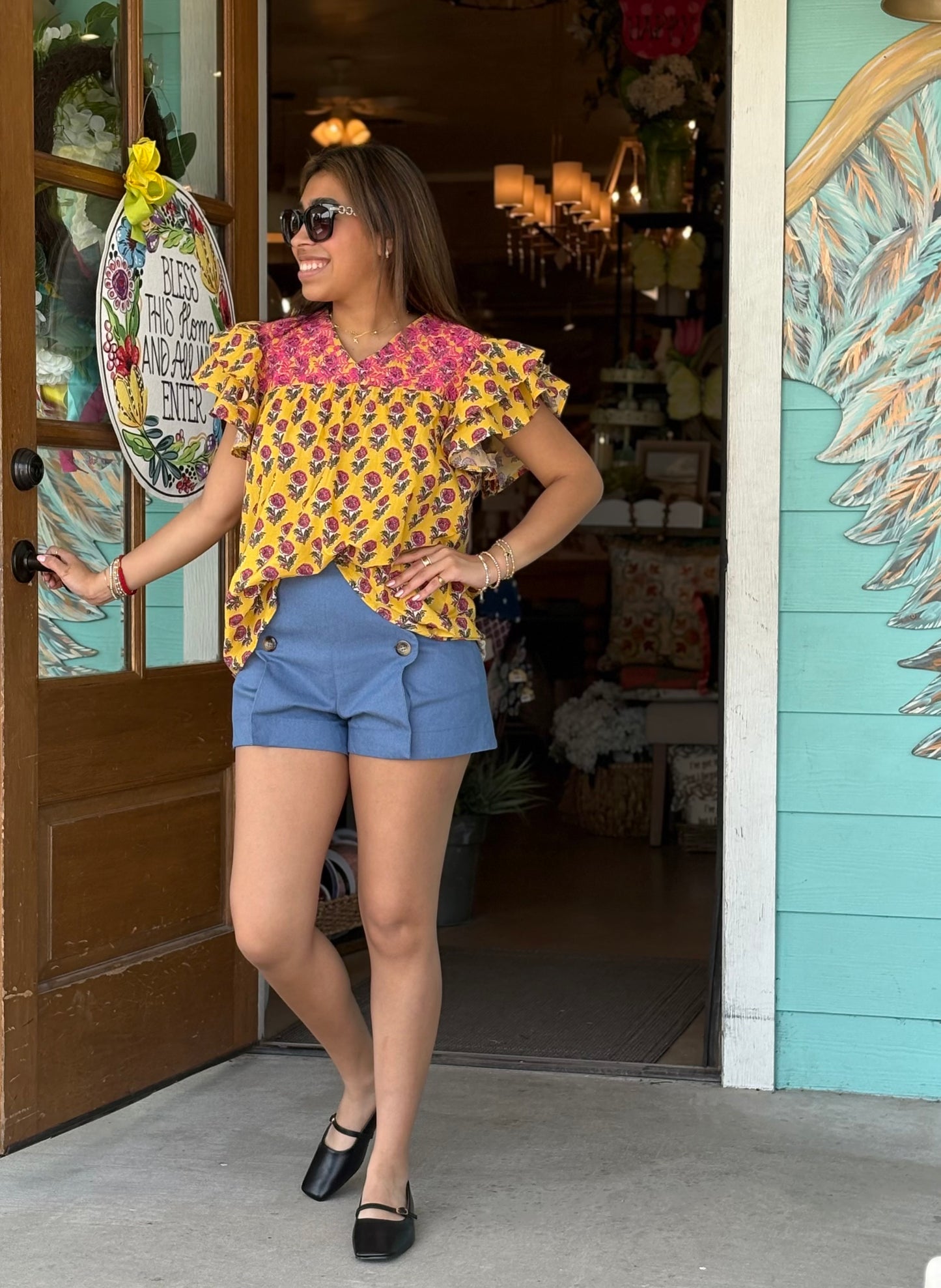 Denim Blue Sailor Style Scallop Shorts