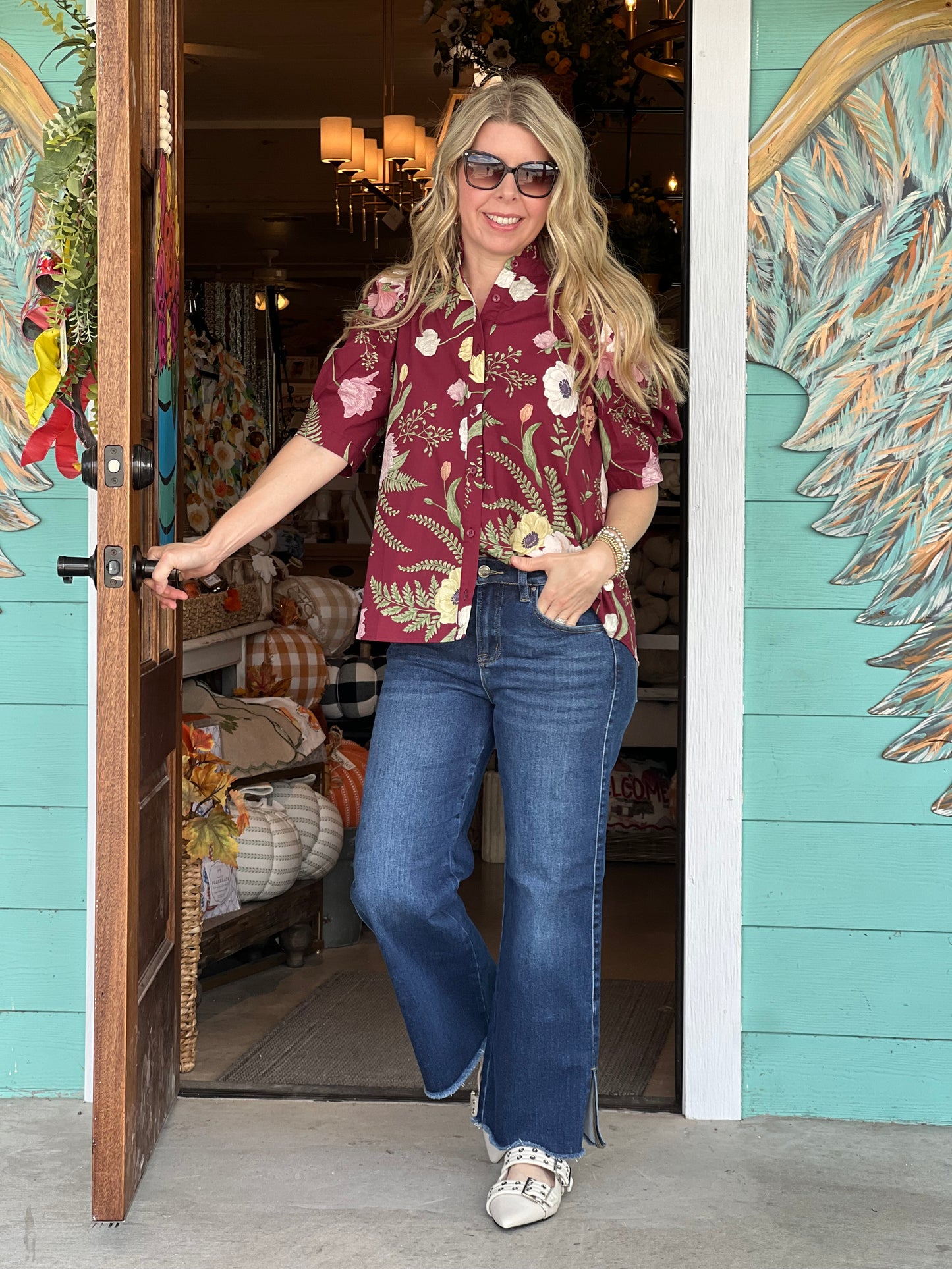 Merlot Floral Cara Top
