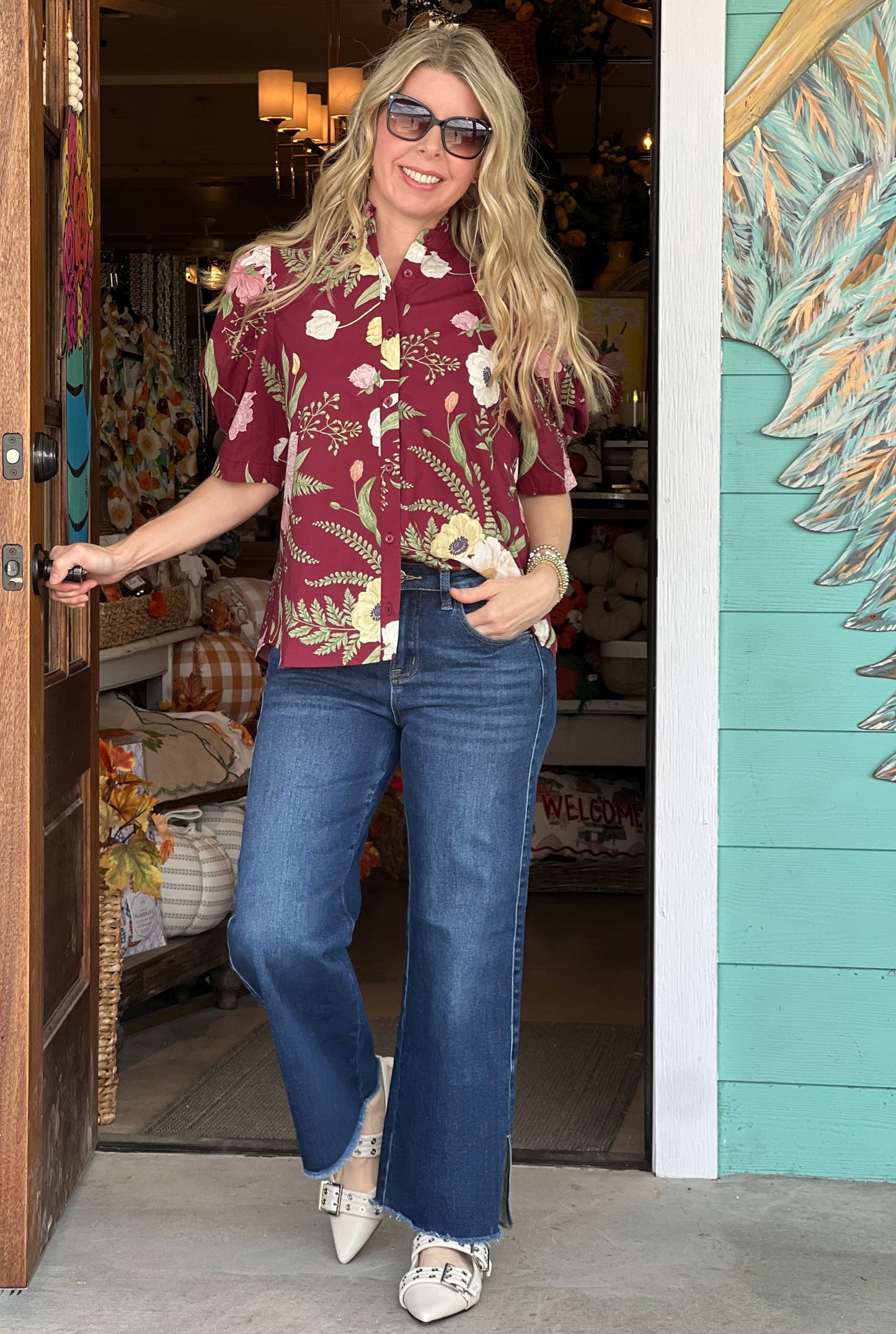 Merlot Floral Cara Top