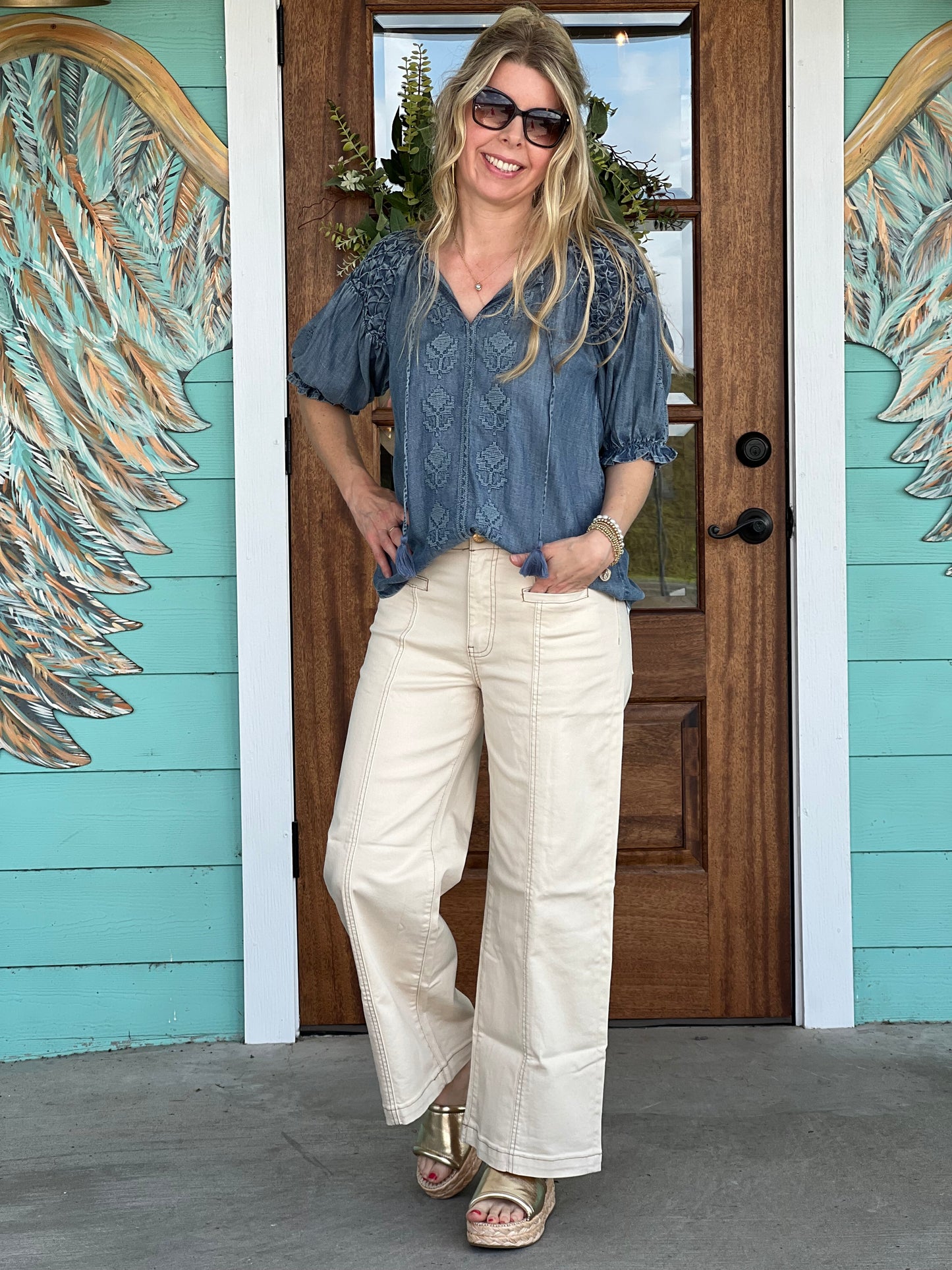 Kut Meg Wide Leg Canvas Denim