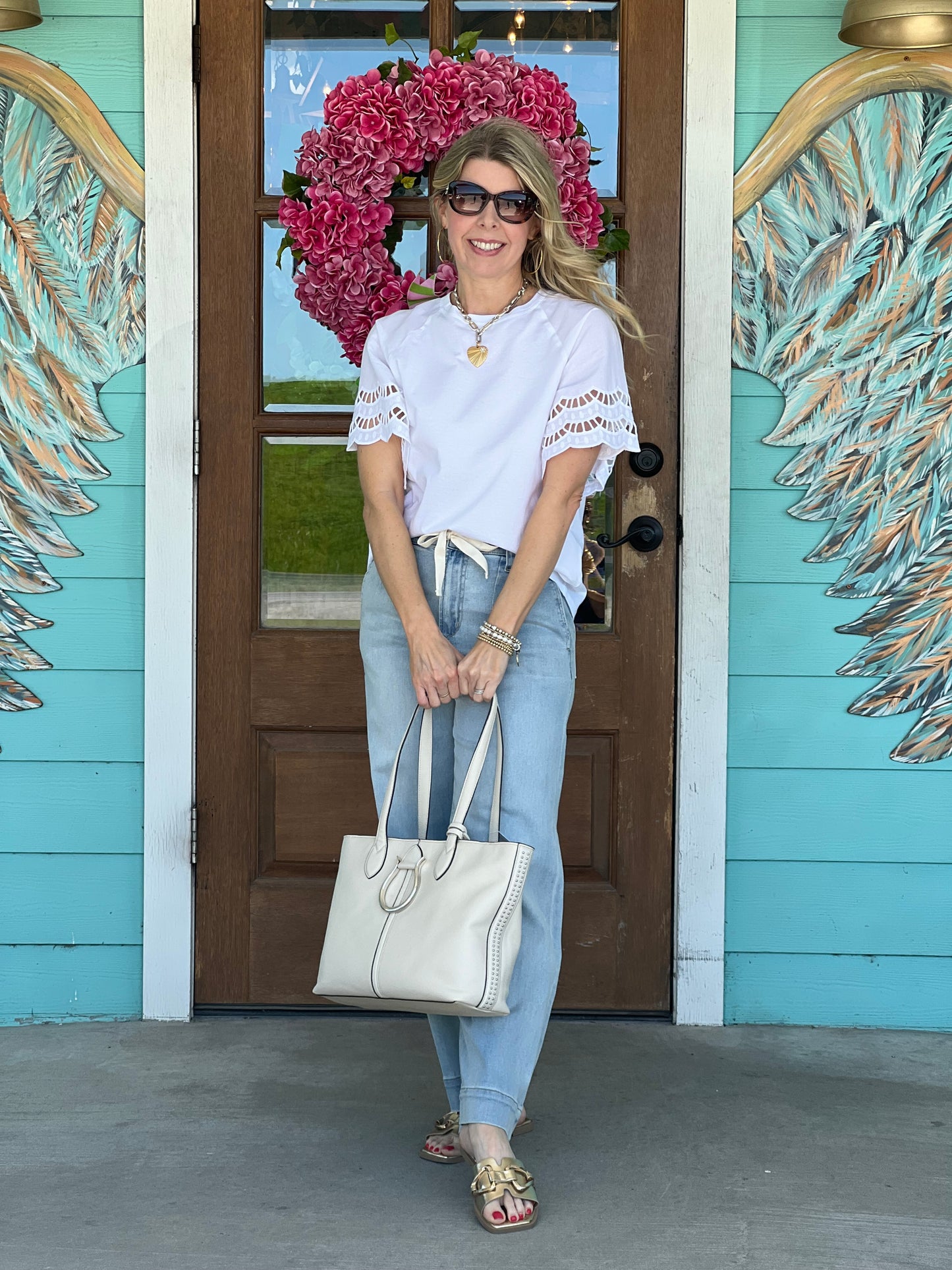 White Levy Eyelet T-Shirt