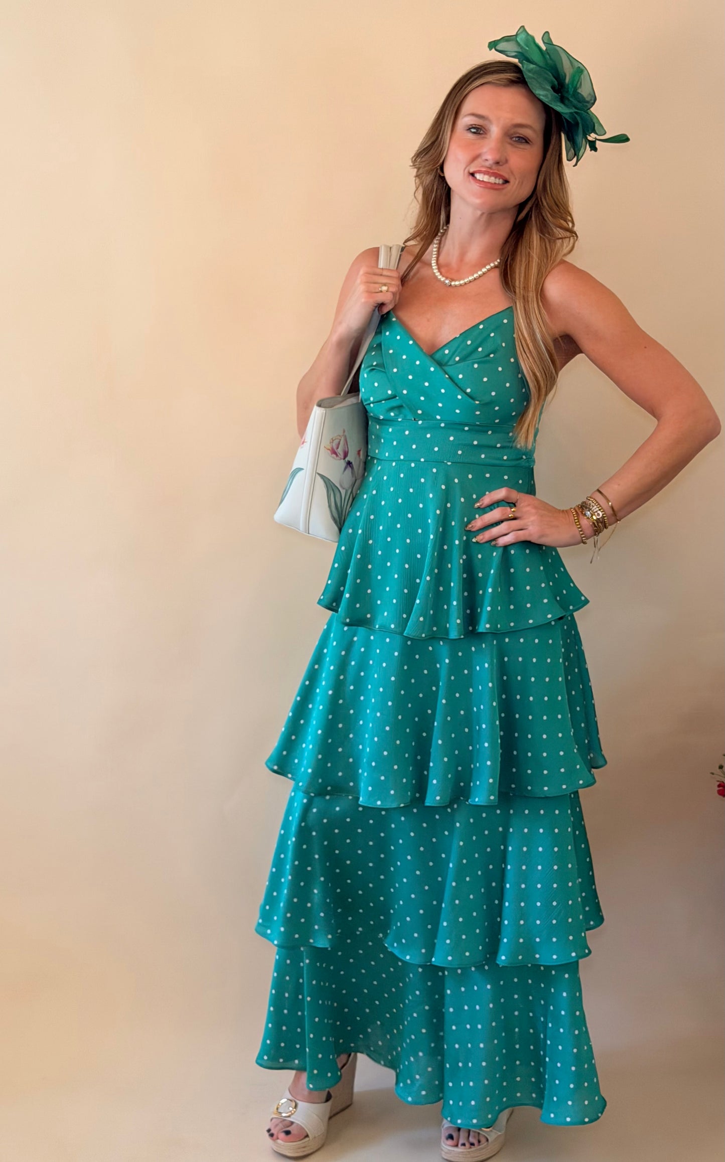 Green Polka Dot Tiered Dress