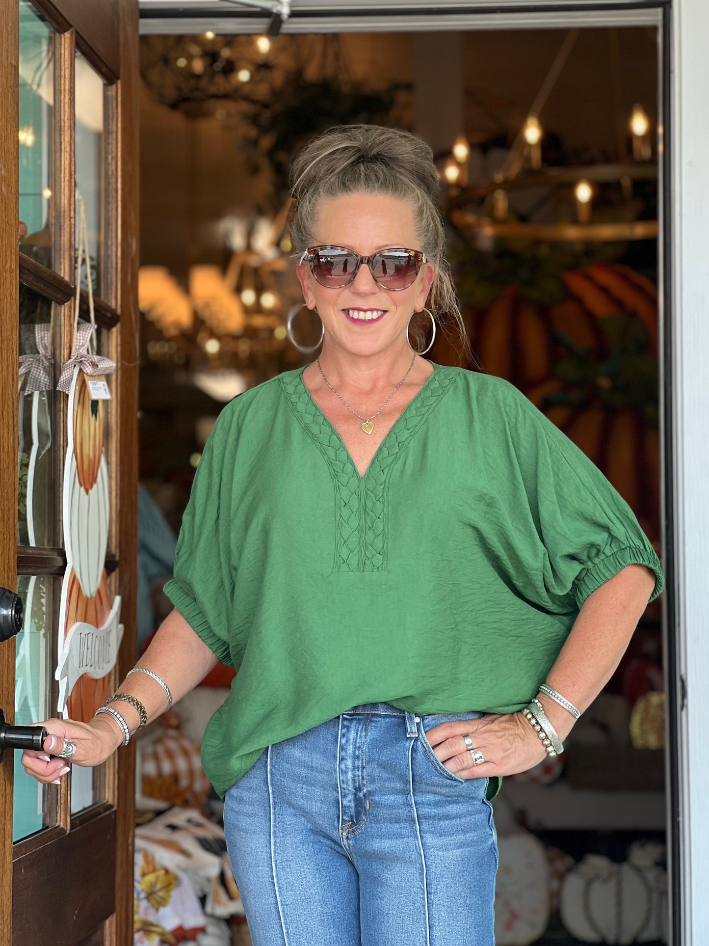 Fern Braid Detail Dolman Top