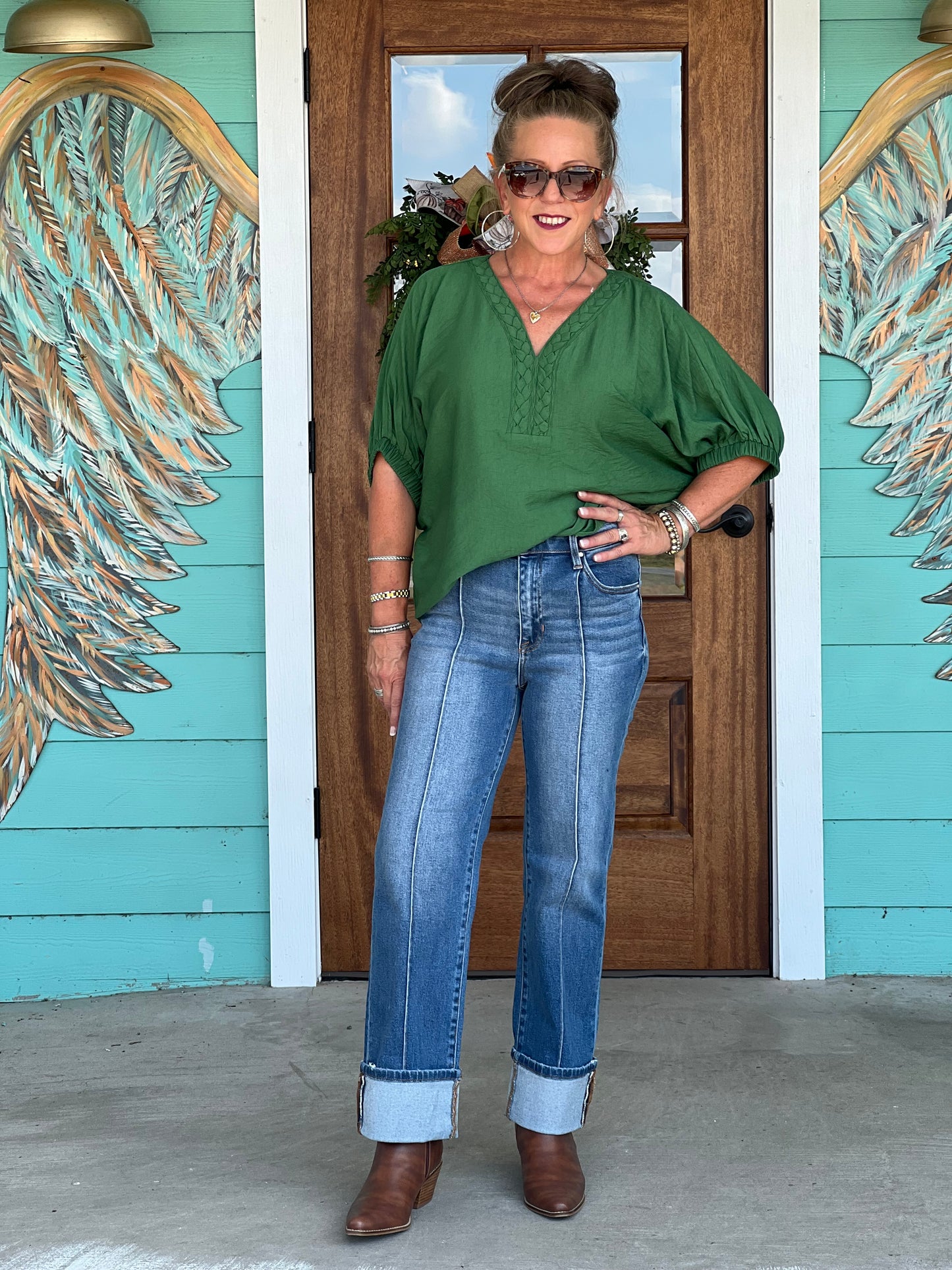 Fern Braid Detail Dolman Top