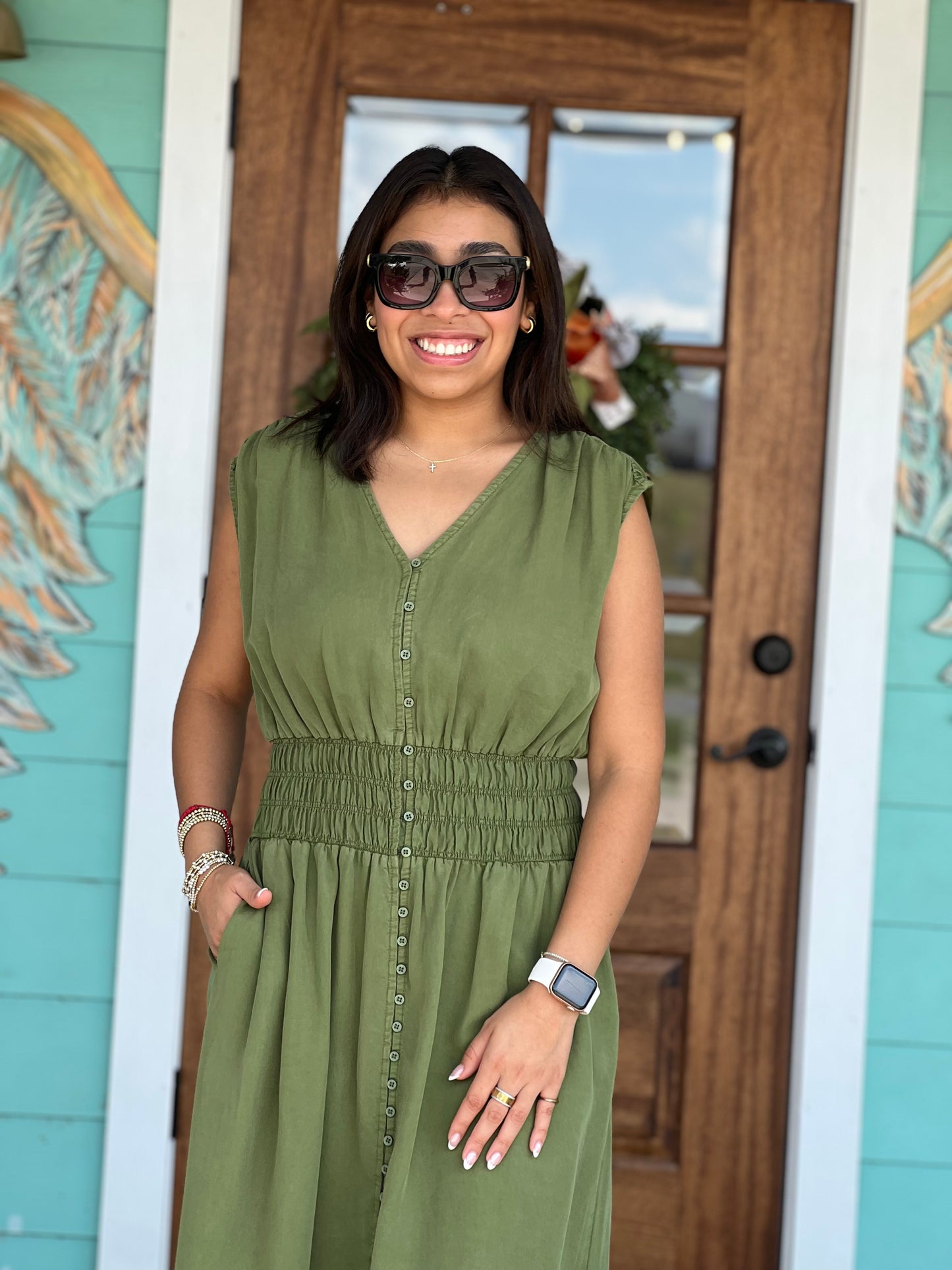 Olive Persa Tencel Midi Dress