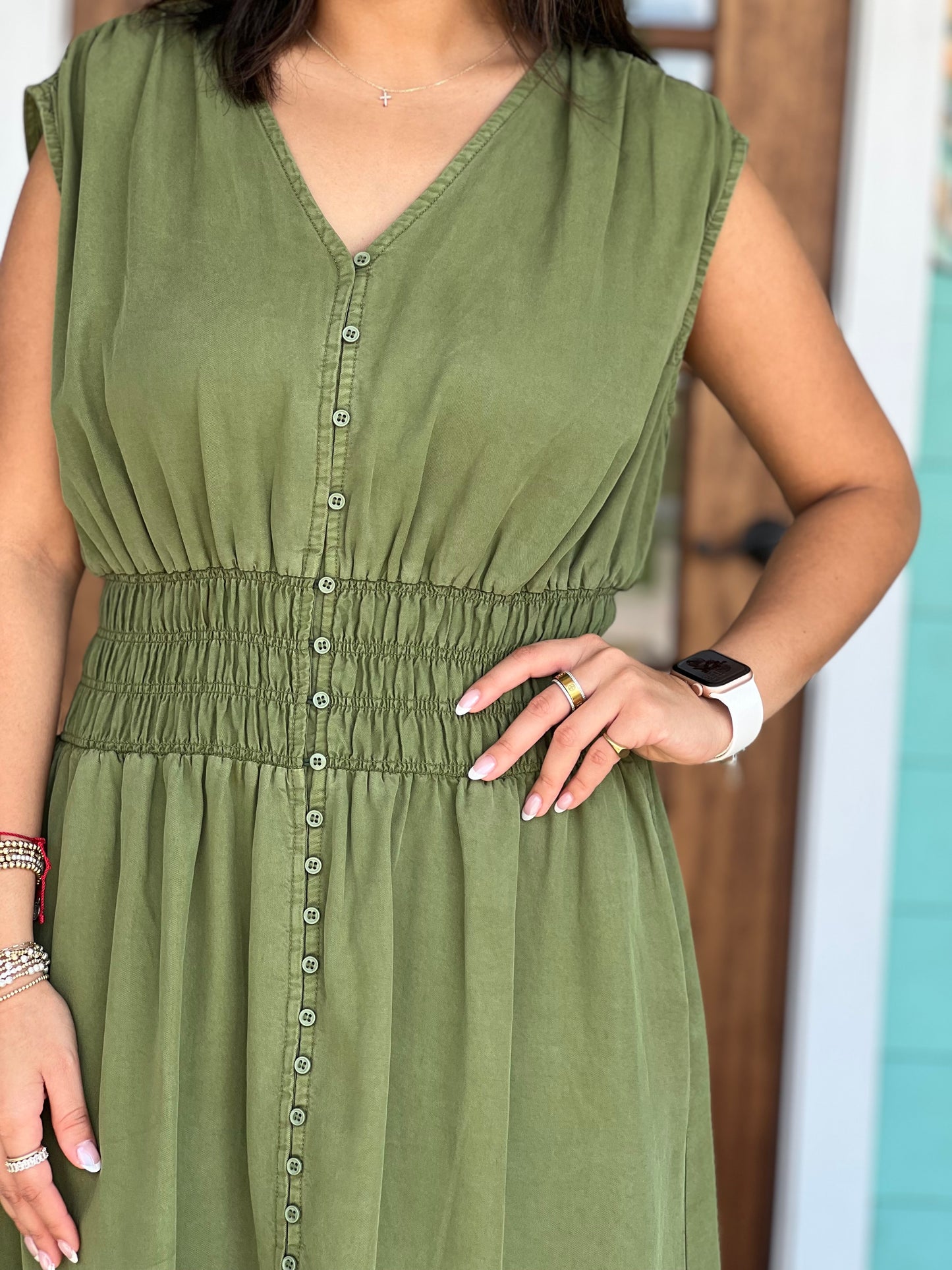Olive Persa Tencel Midi Dress