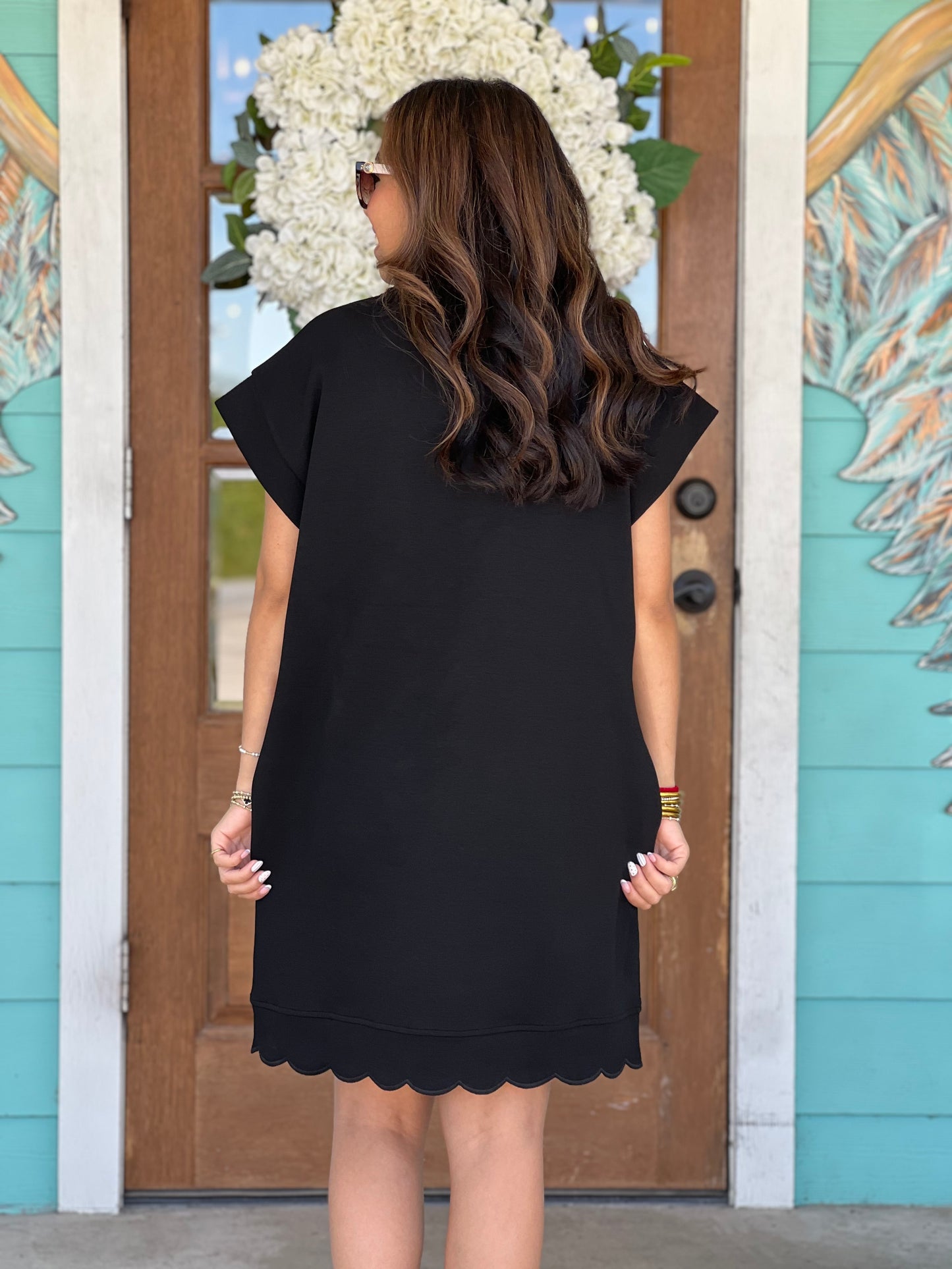 Black Serenity Scallop Dress