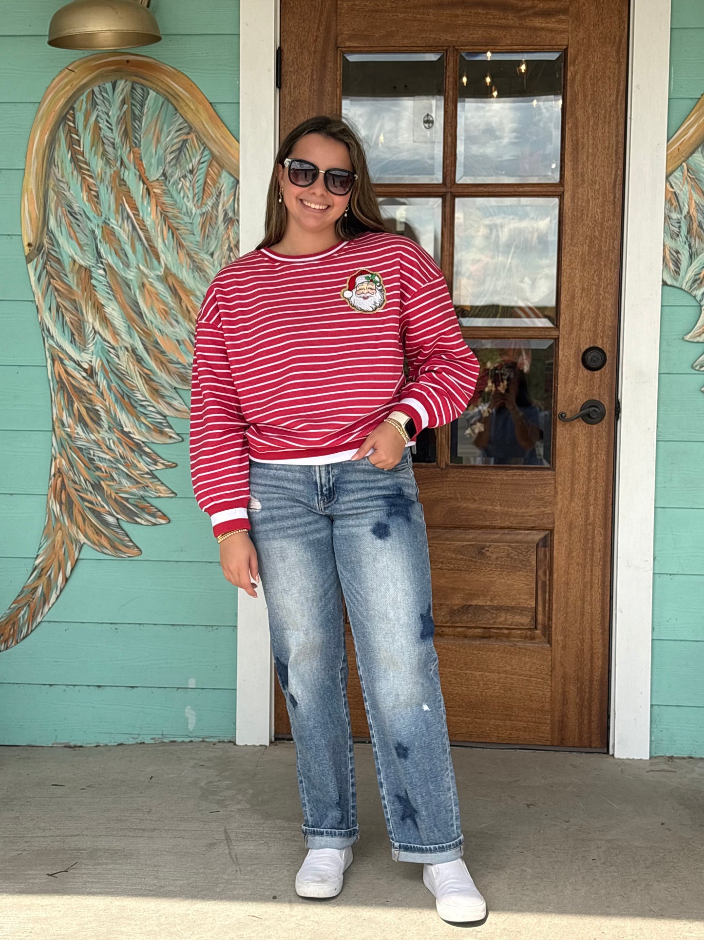 Red Stripe Santa Sweatshirt