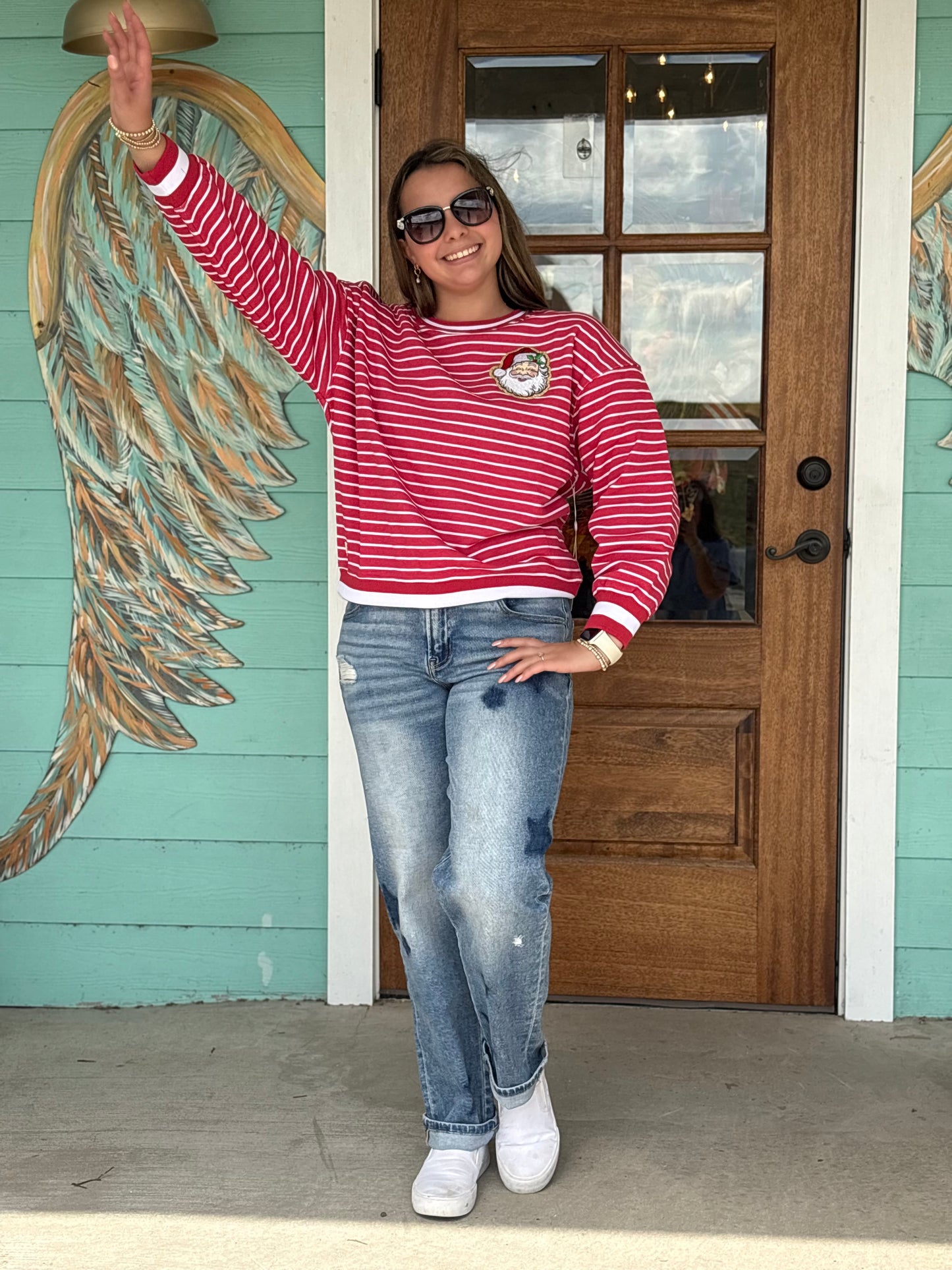 Red Stripe Santa Sweatshirt