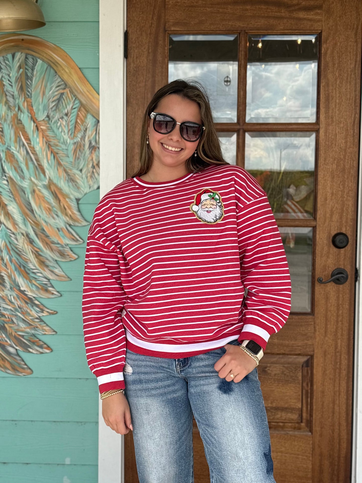 Red Stripe Santa Sweatshirt