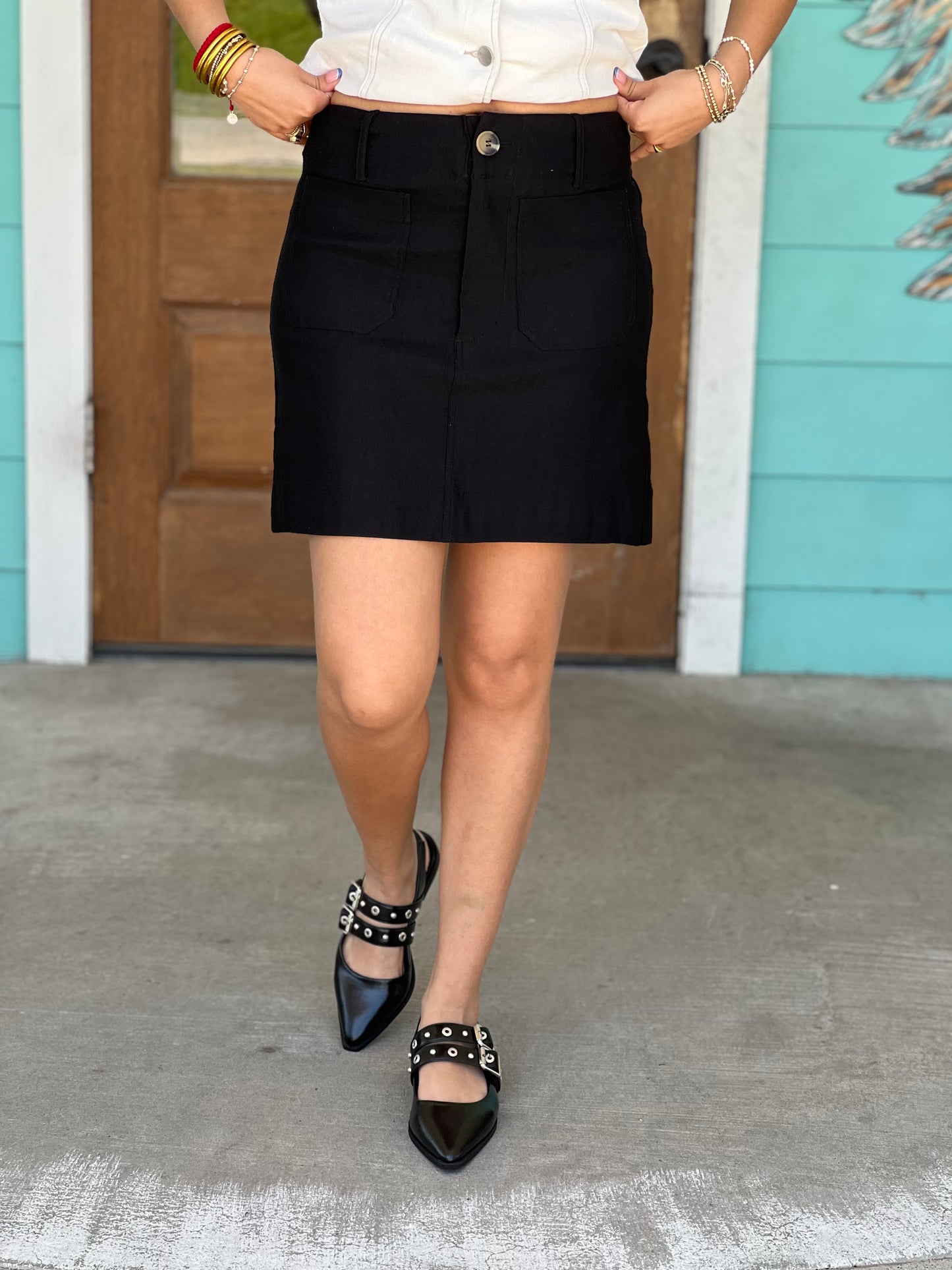 Black Carly Mini Skirt