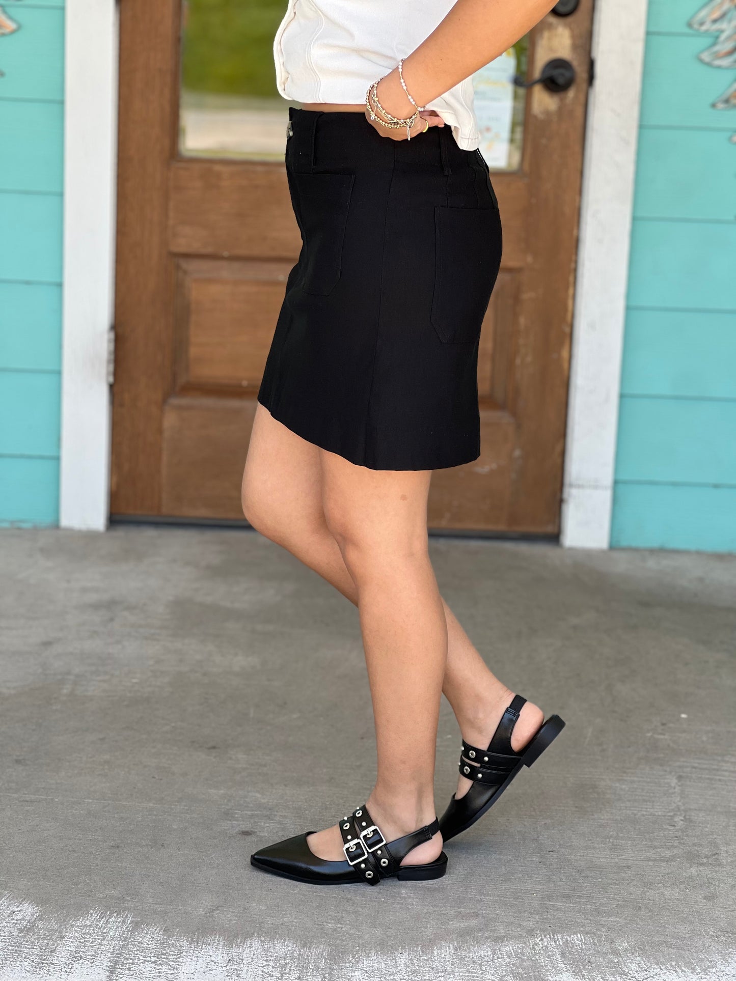 Black Carly Mini Skirt