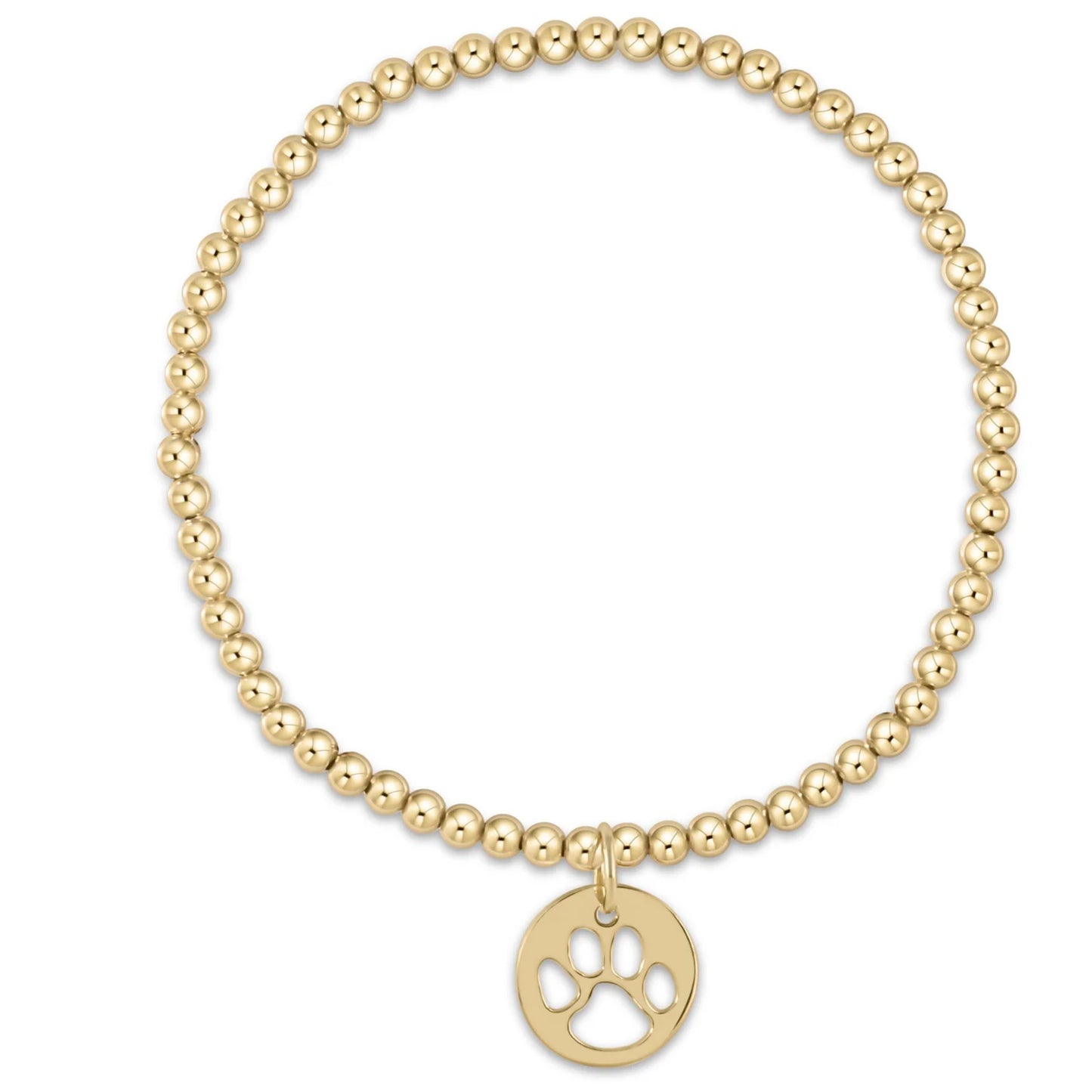 Enewton Extends Classic Gold 3mm Bead Bracelet Paw Print Gold Disc