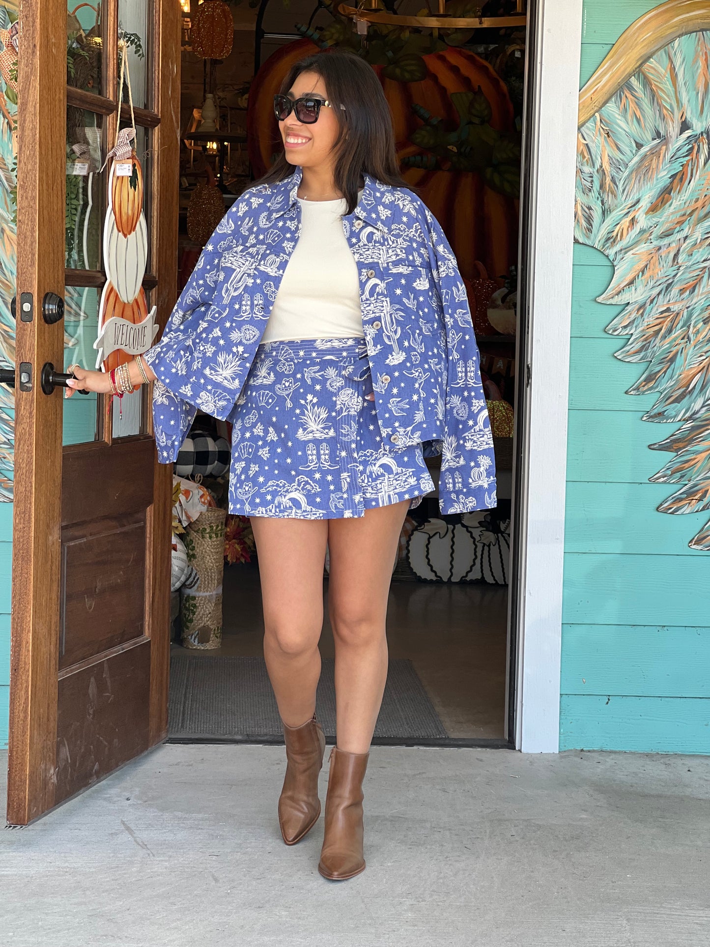 Denim Western Icon Wrap Skort