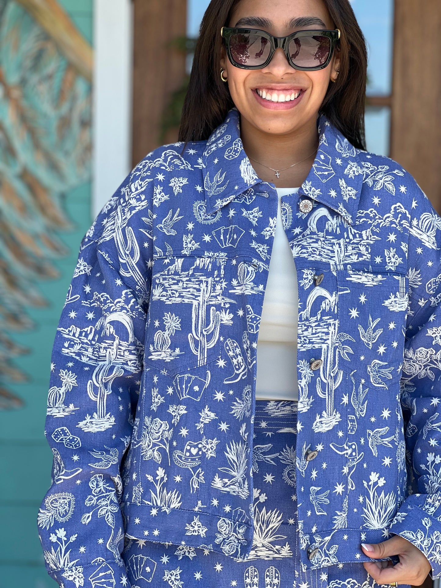 Denim Western Icon Print Jacket
