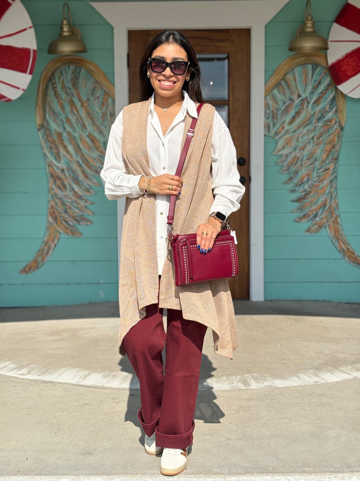 Almond Long Cardigan Vest