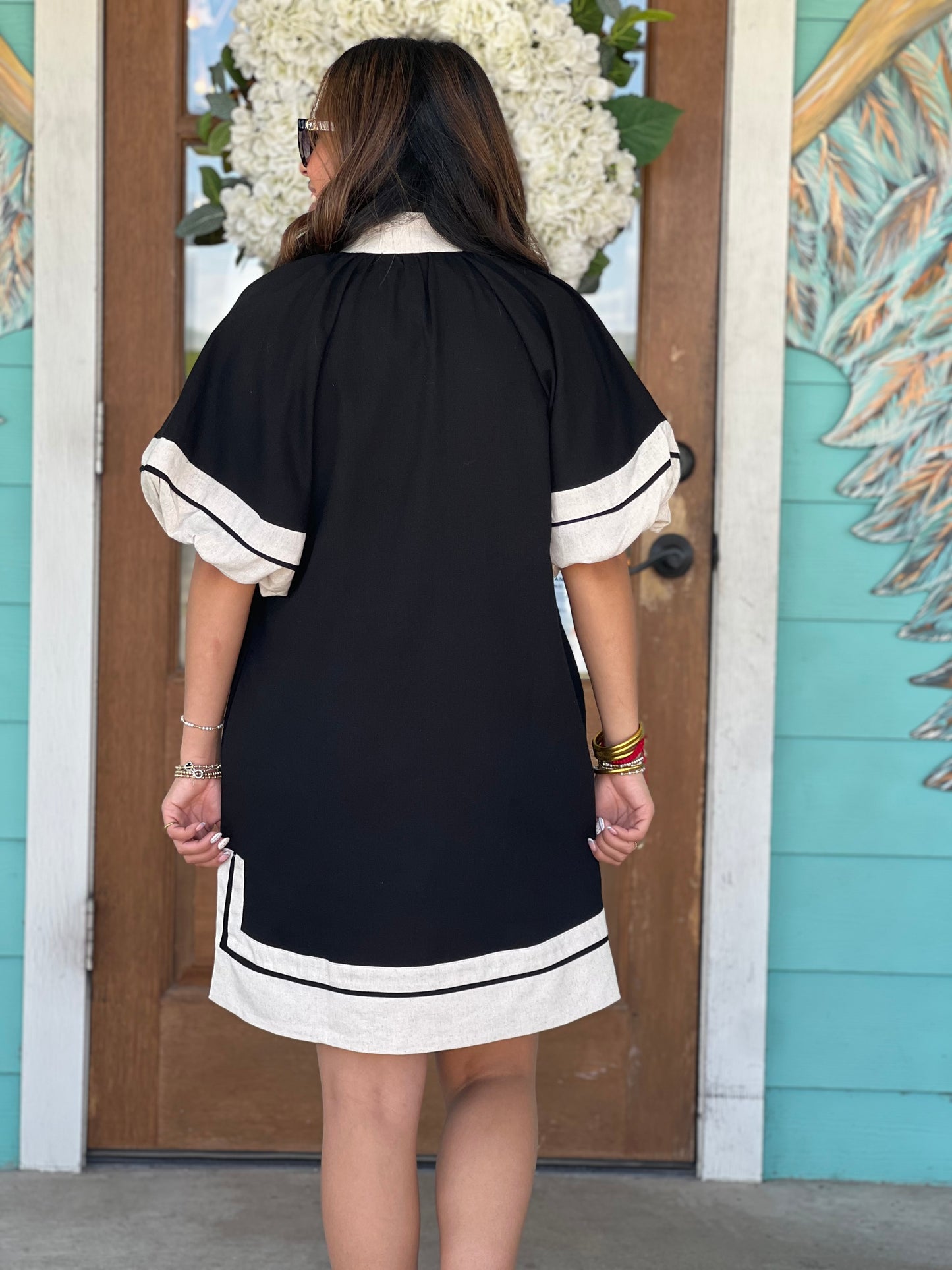 Black w/Natrual Trim Detail Dress