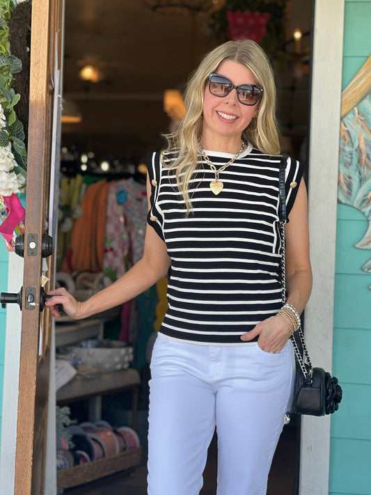 Black Striped Sleeveless Top