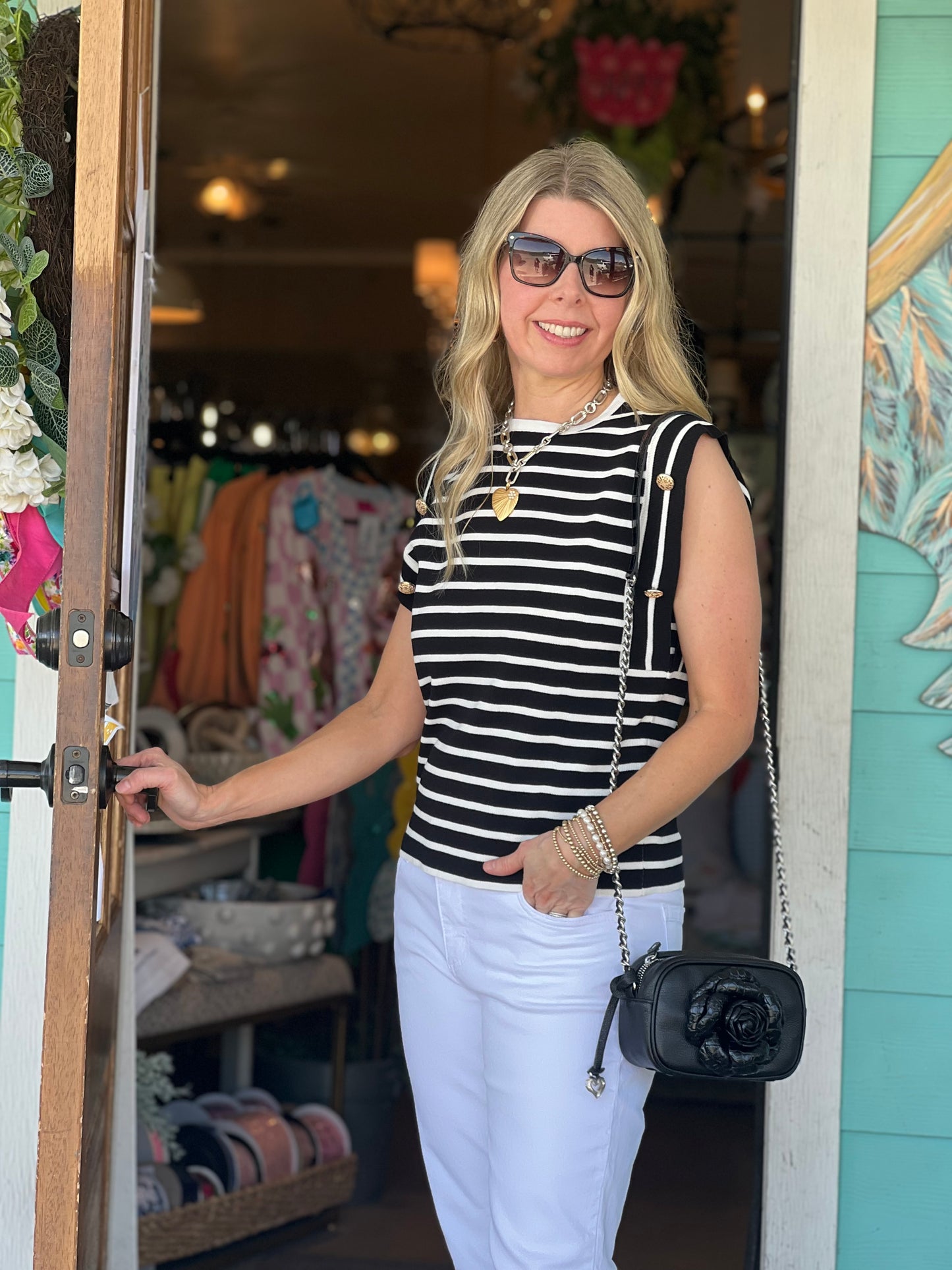 Black Striped Sleeveless Top