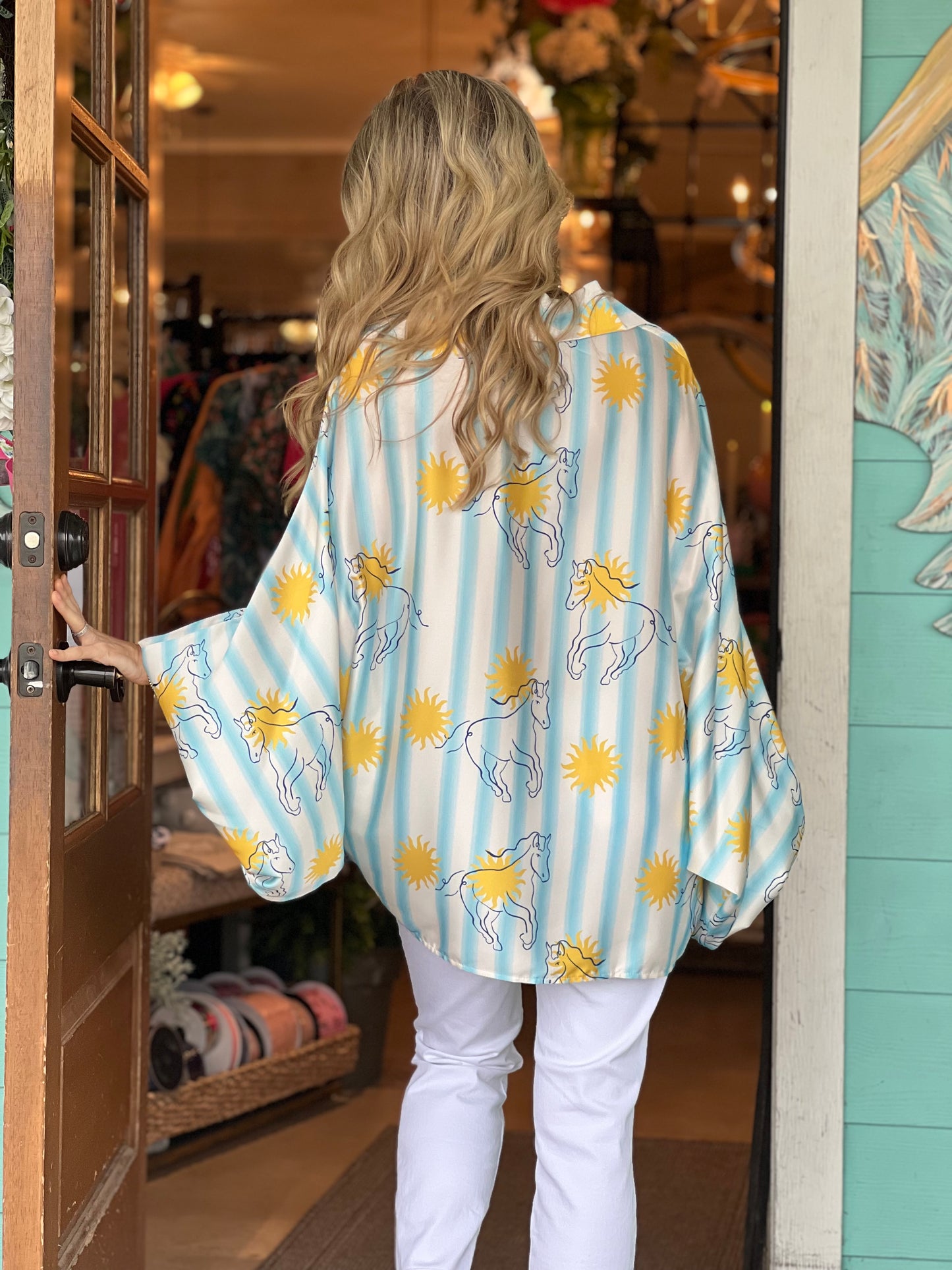 Sun Horse Striped Dolman Top - One Size