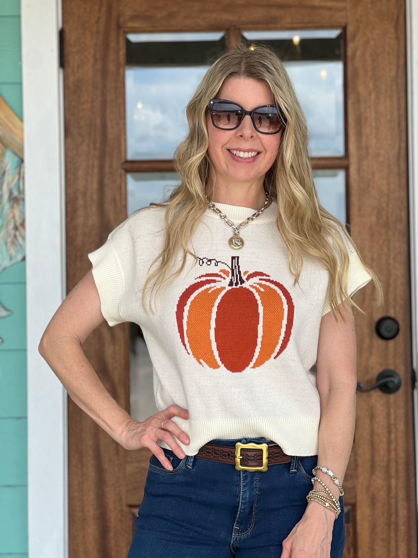 Pumpkin Knit Sweater Top