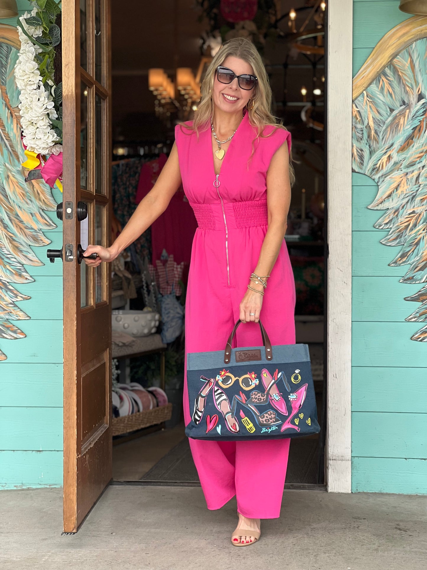 Hot Pink Zipper Jumpsuit